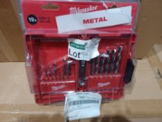 MILWAUKEE STRAIGHT SHANK THUNDERWEB HSS-G METAL DRILL BIT SET 19 PIECE SET. BOXED, UNCHECKED. PCK