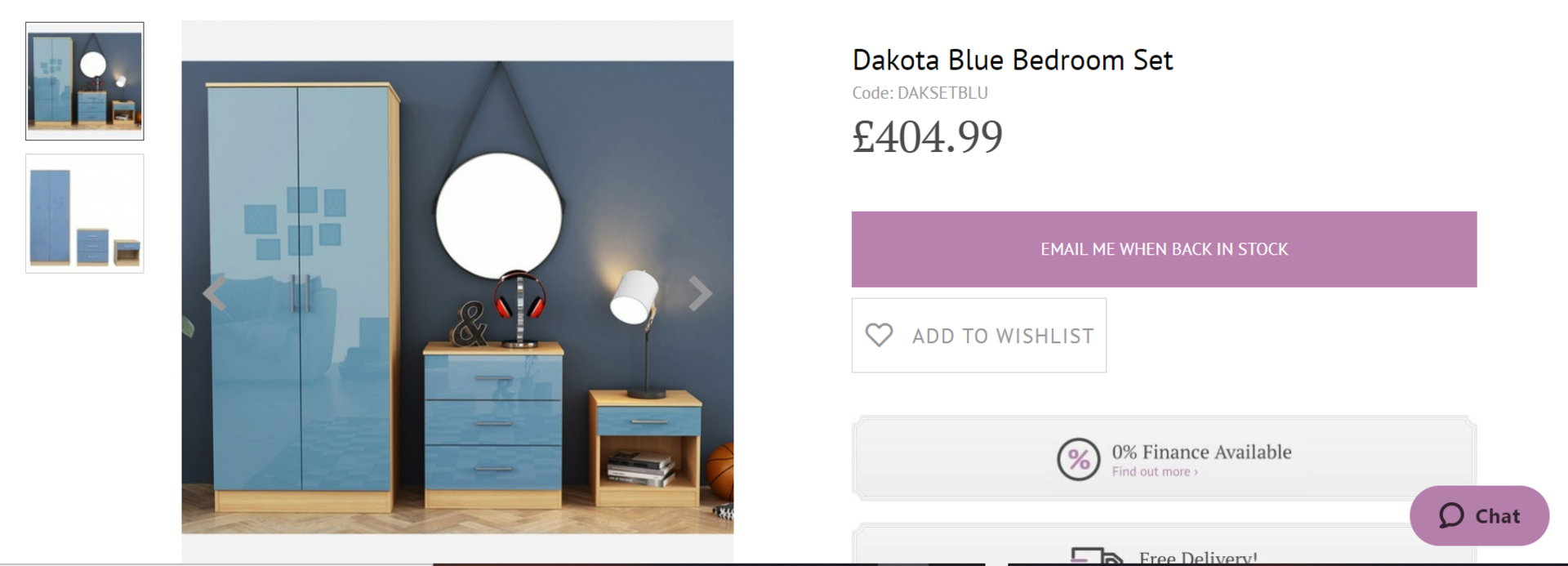3 X NEW BOXED 3 Piece Dakota Blue Bedroom Set. RRP £404.99 EACH. Made From MDF High Class - Image 2 of 2