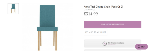 NEW BOXED Set of Four Anna Teal Dining Chairs. RRP £314.99 per pair, total lot RRP £629.98 . Linen