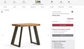 NEW BOXED Cantelever Natural Solid Oak & Metal Stool. RRP £130. (NCH002STN) For a more open