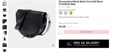 3 x NEW PACKAGED Beauti Mock Crock Half Moon Crossbody Black. RRP £44.99 each. Note: Item is not