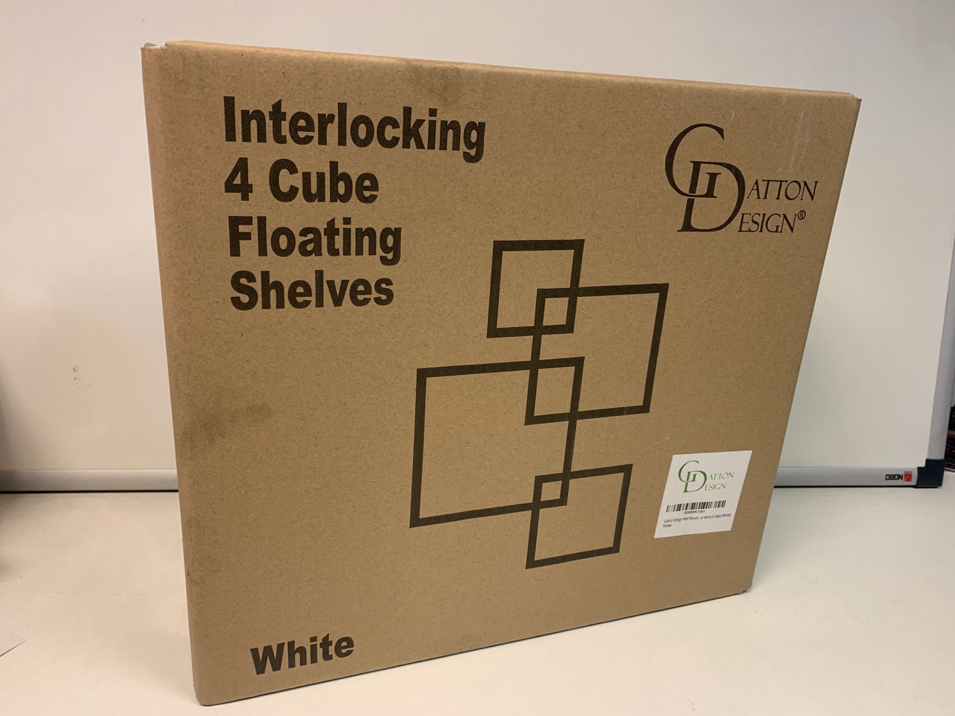 10 X NEW BOXED SETS OF GATTON DESIGN INTERLOCKING 4 CUBE FLOATING SHELVES IN WHITE. RRP £45 EACH SET