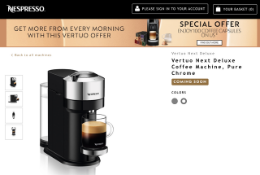 NESPRESSO Vertuo Next Deluxe Coffee Machine, Pure Chrome
