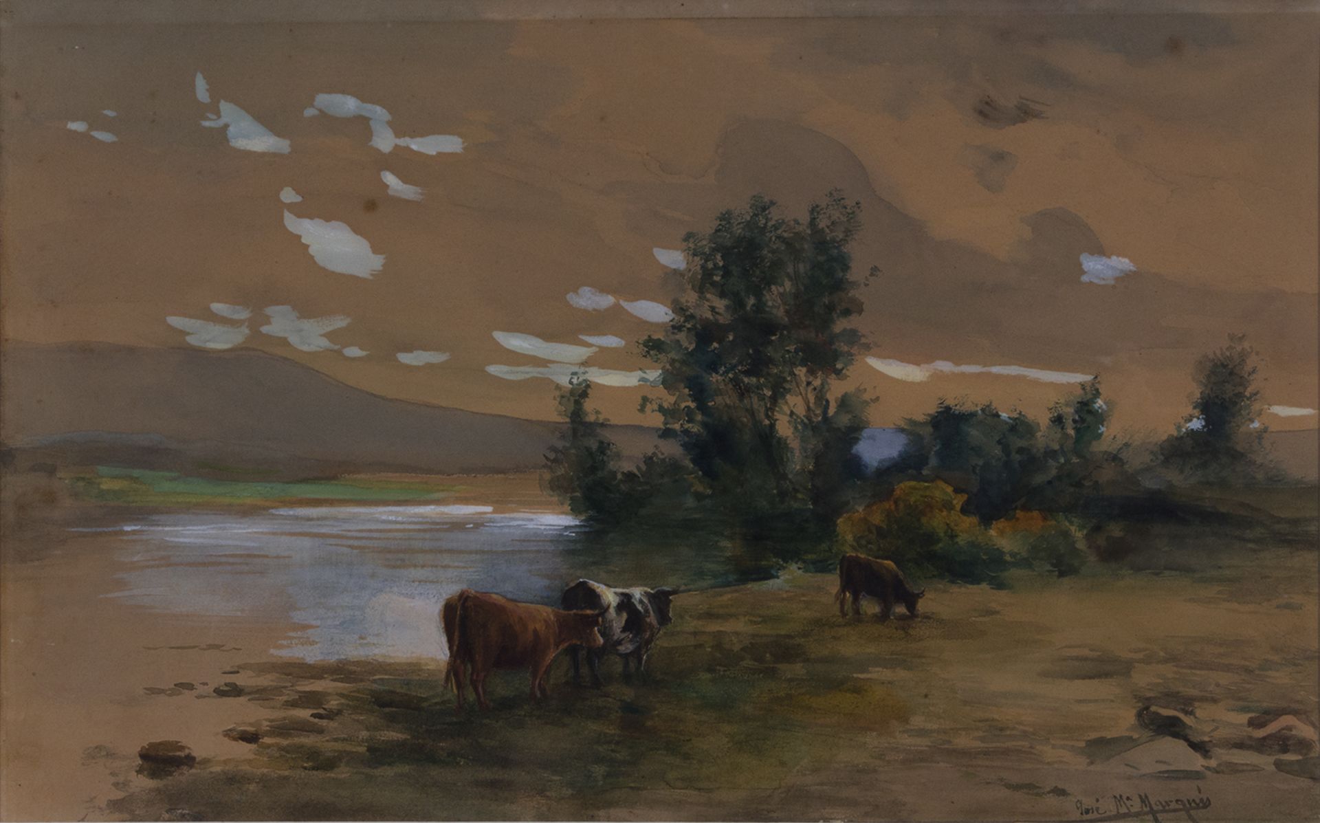 Josep Maria Marqués (Tortosa, 1862-Barcelona, 1938) Paisaje con vacas. - Image 2 of 6