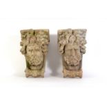 Pareja de ménsulas con rostro masculino en terracota. Italia, siglo XIX.