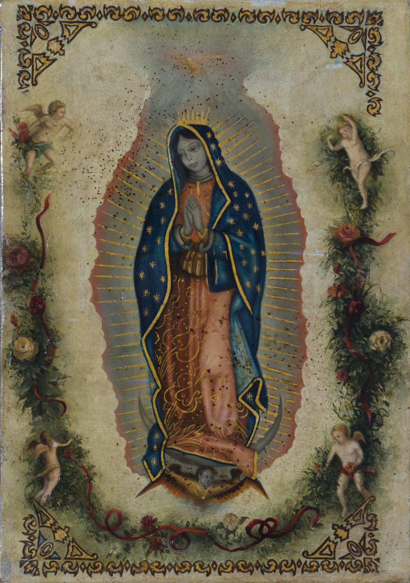 Escuela colonial, México, siglo XIX. Virgen de Guadalupe.