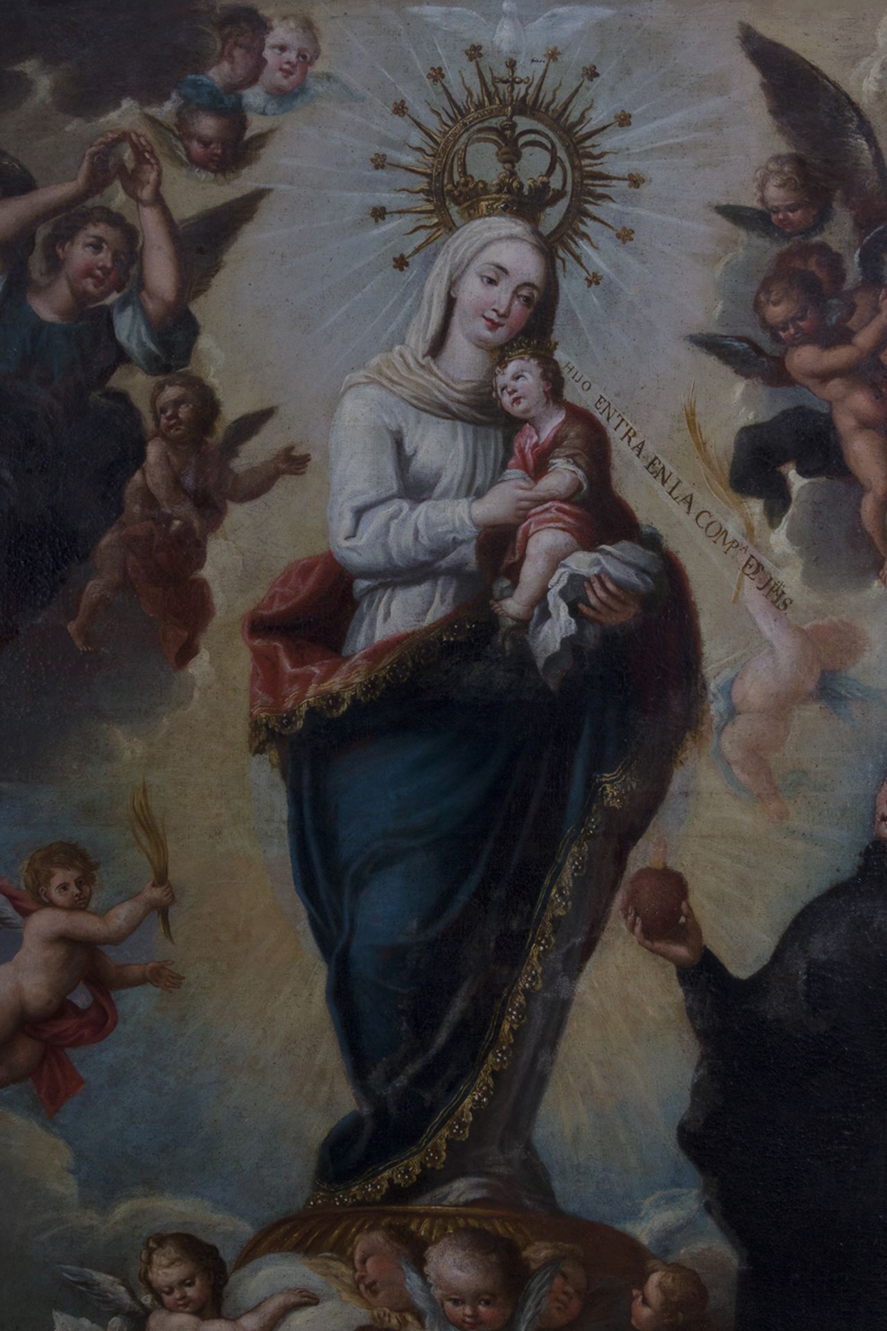 Escuela colonial, México, siglo XVIII. San Agustín con la Virgen y el Niño Jesús. - Image 2 of 9