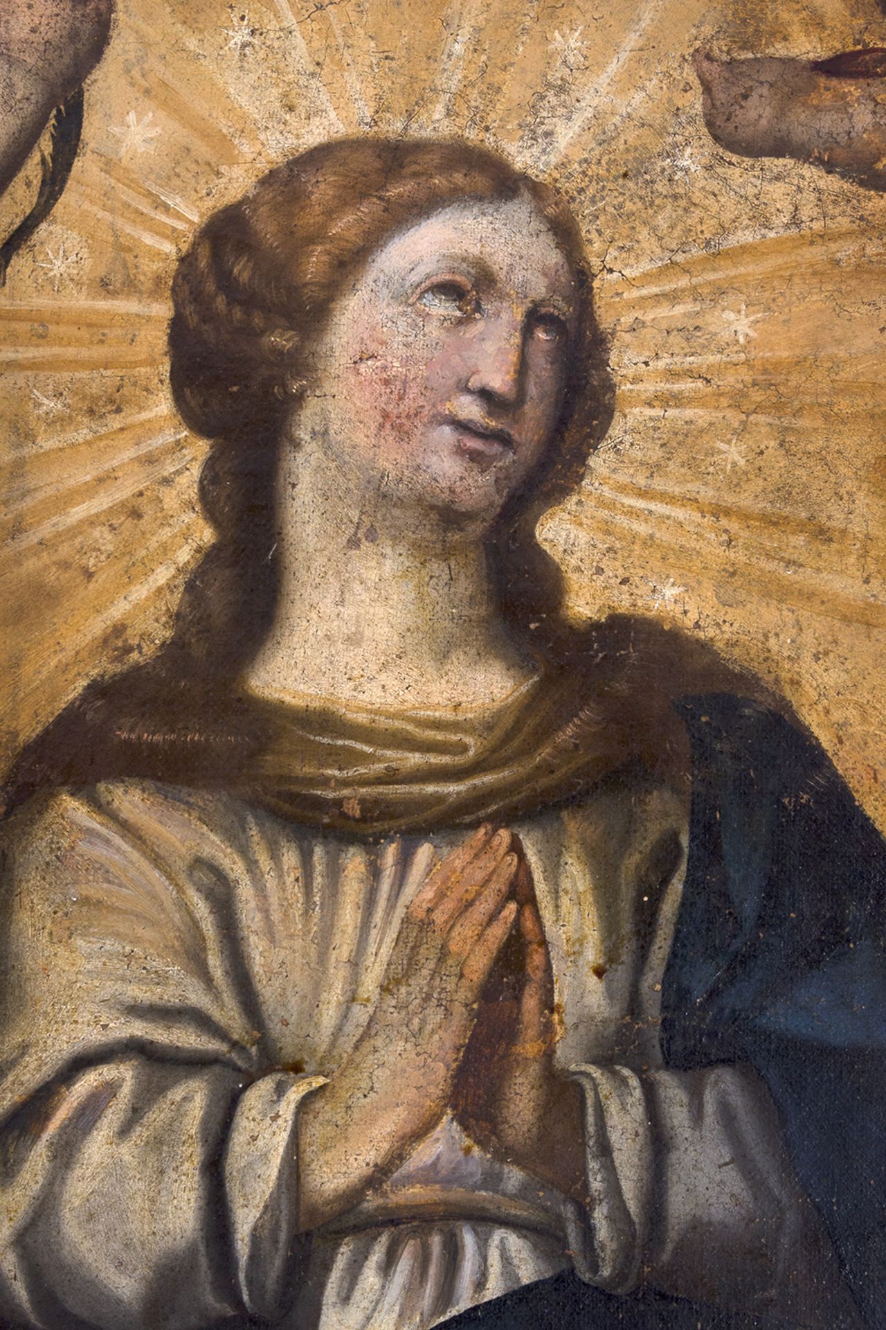 Escuela española del siglo XVII. Aparición de la Virgen a San Francisco y San Antonio. - Image 5 of 6