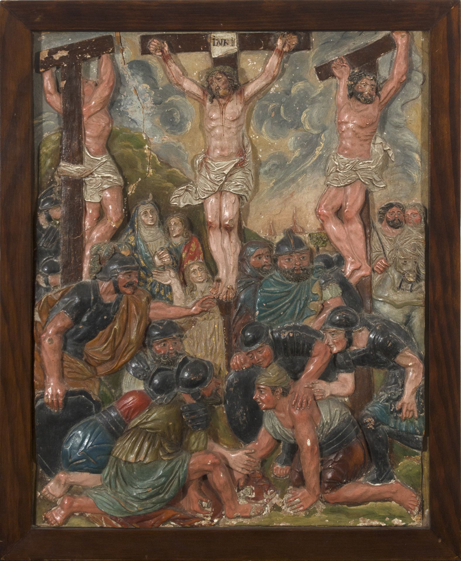 Escuela napolitana del siglo XVII. Cristo camino del Calvario y Calvario. - Image 4 of 6