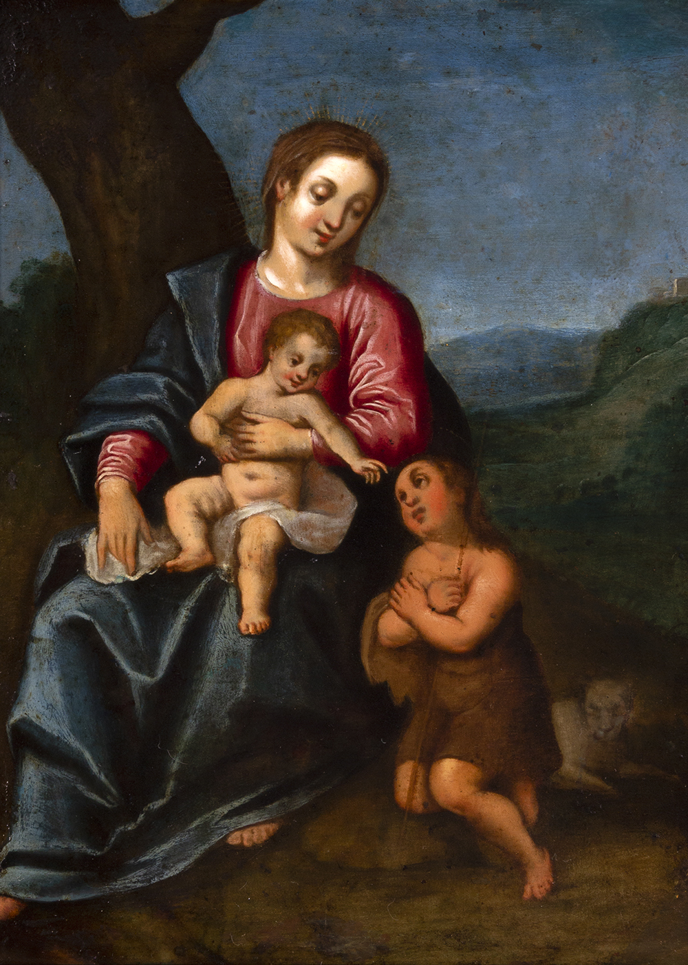 Spanish-Flemish school second half of the 16th century. Virgin with Child and the Infant Saint John. - Image 2 of 6