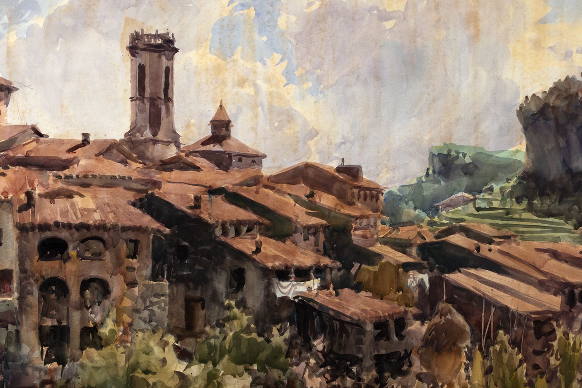 Ceferino Olivé (Reus, 1907 - Barcelona, 1995) Landscape. Town. - Bild 2 aus 9