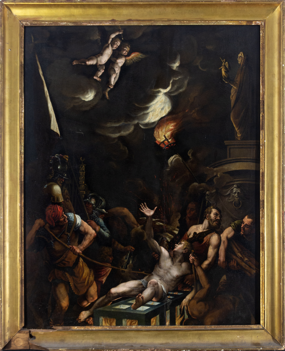 Attributed to Pellegrino Tibaldi (Puria, 1527 -Milán, 1596) Martyrdom of Saint Lawrence.