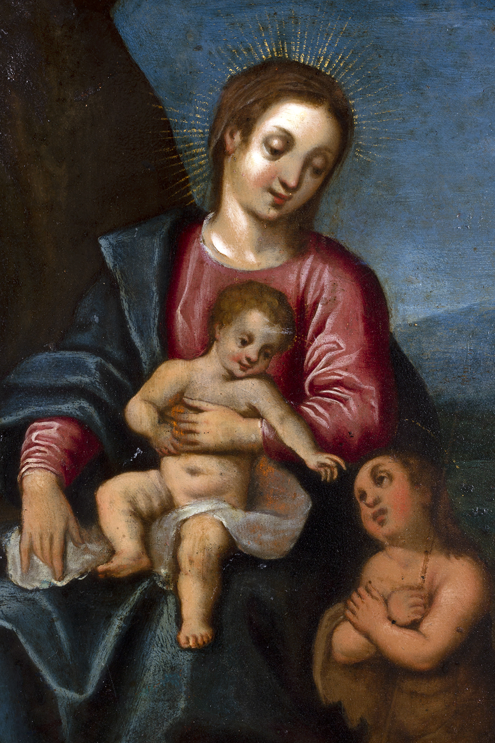 Spanish-Flemish school second half of the 16th century. Virgin with Child and the Infant Saint John. - Image 3 of 6