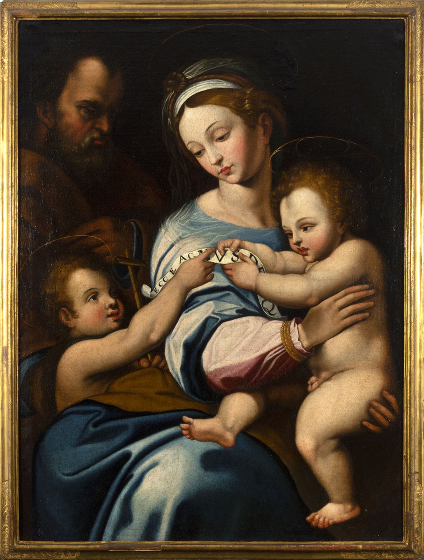Italian school of the seventeenth century. Holy Family with the Infant Saint John or Virgen de la Ro