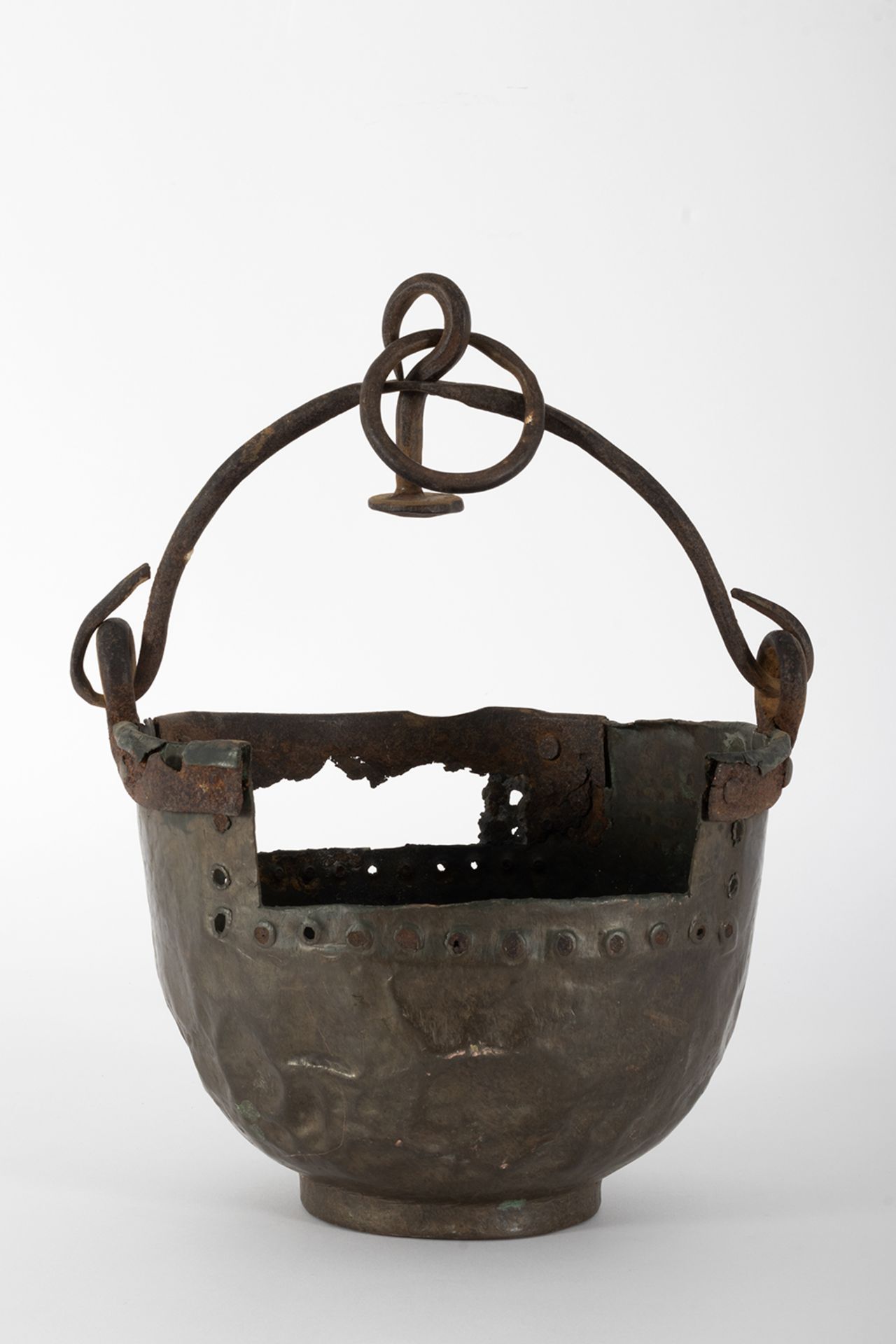 Wrought iron well bucket.