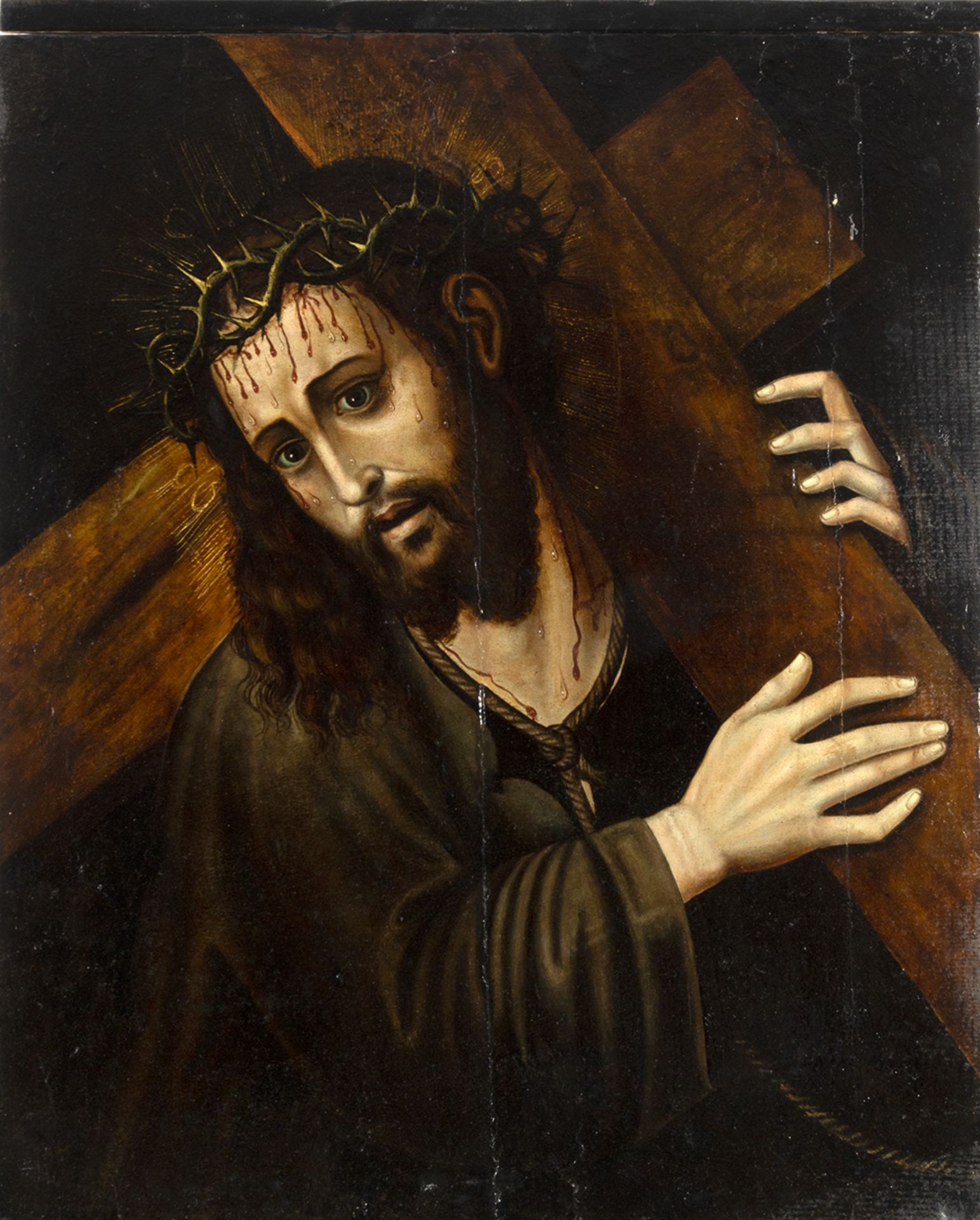 Spanish school of the 16th century. Christ carrying the cross.