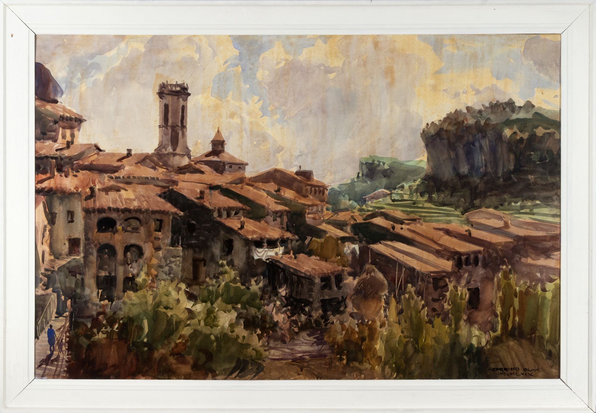 Ceferino Olivé (Reus, 1907 - Barcelona, 1995) Landscape. Town.