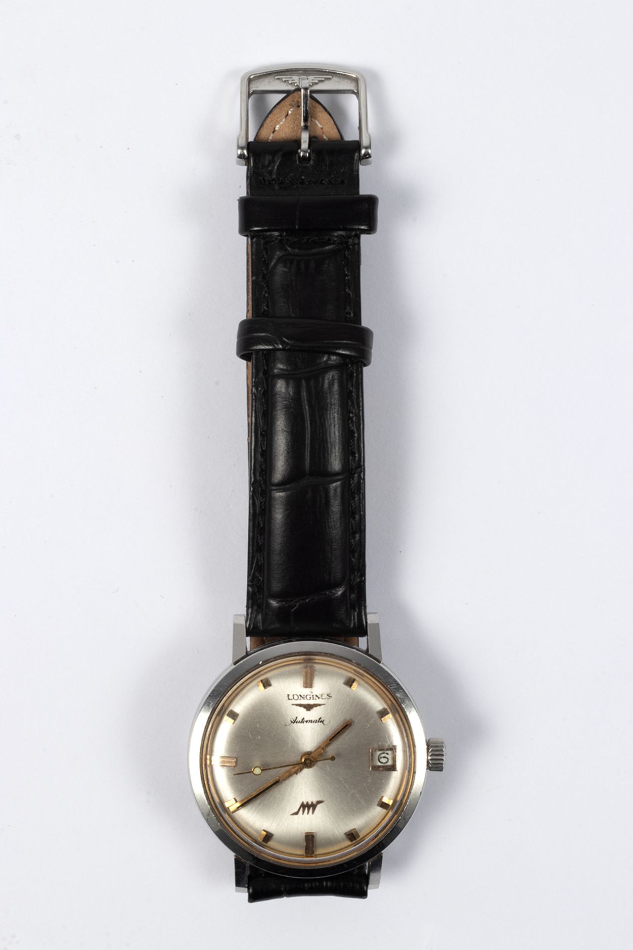 Longines men's wristwatch. In steel and non-original leather strap