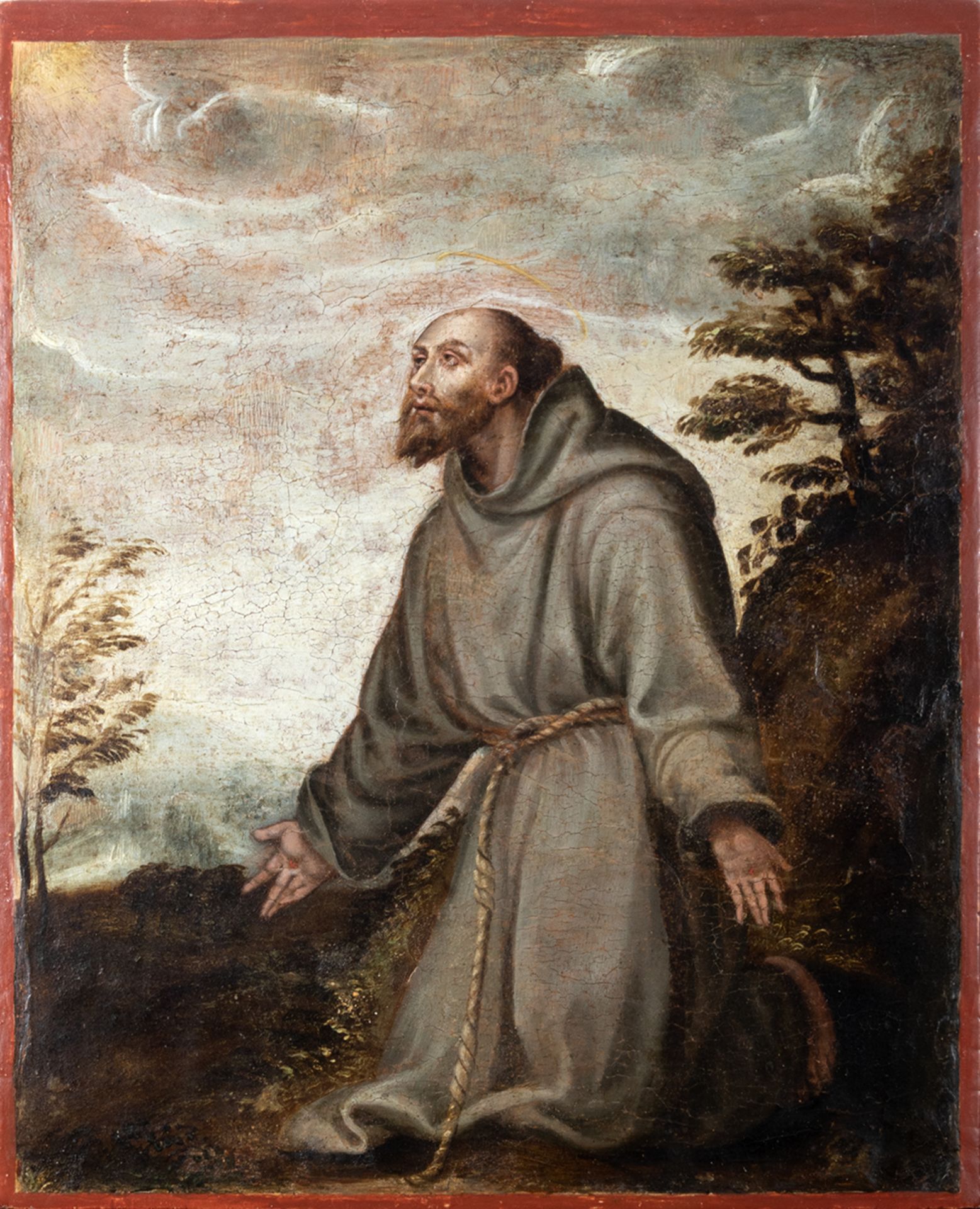 Toledo school from the 16th century. Saint Francis receiving the stigmata