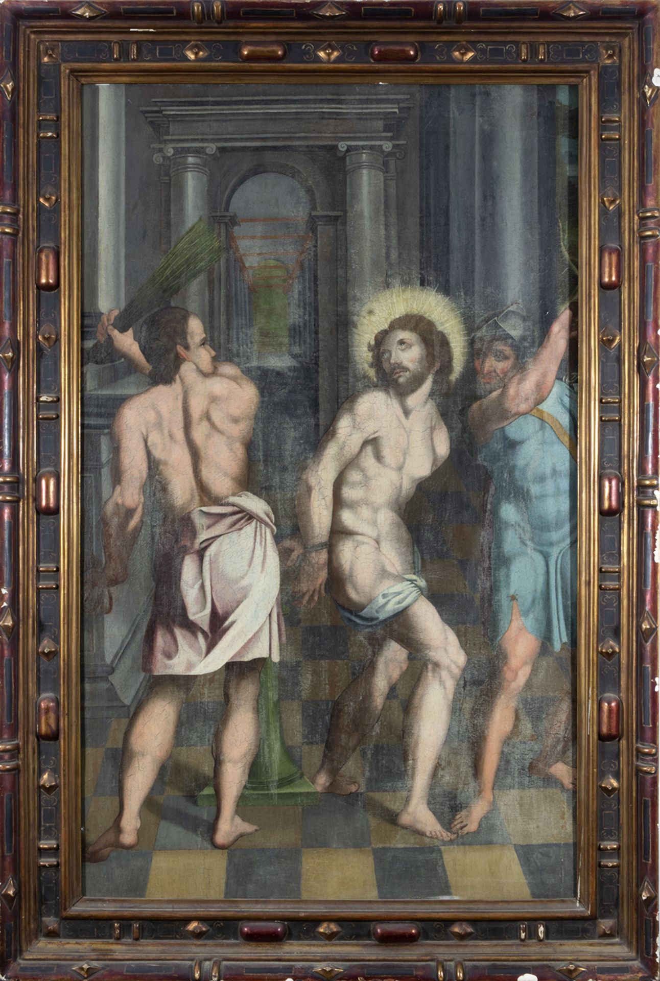 Spanish-Flemish school of the 16th century. Follower of Pedro de Campaña. The Flagellation of Christ