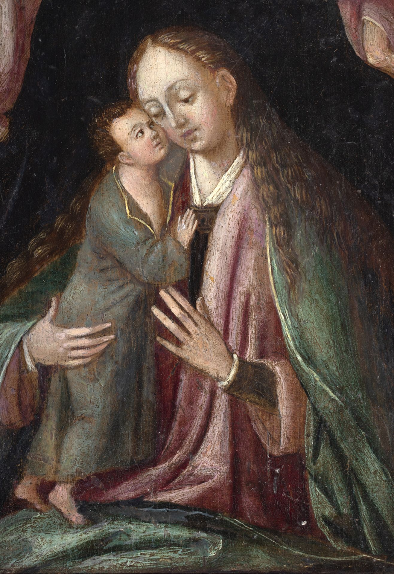 Flemish school, 16th century. Virgin with Child crowned by angels. - Image 3 of 5