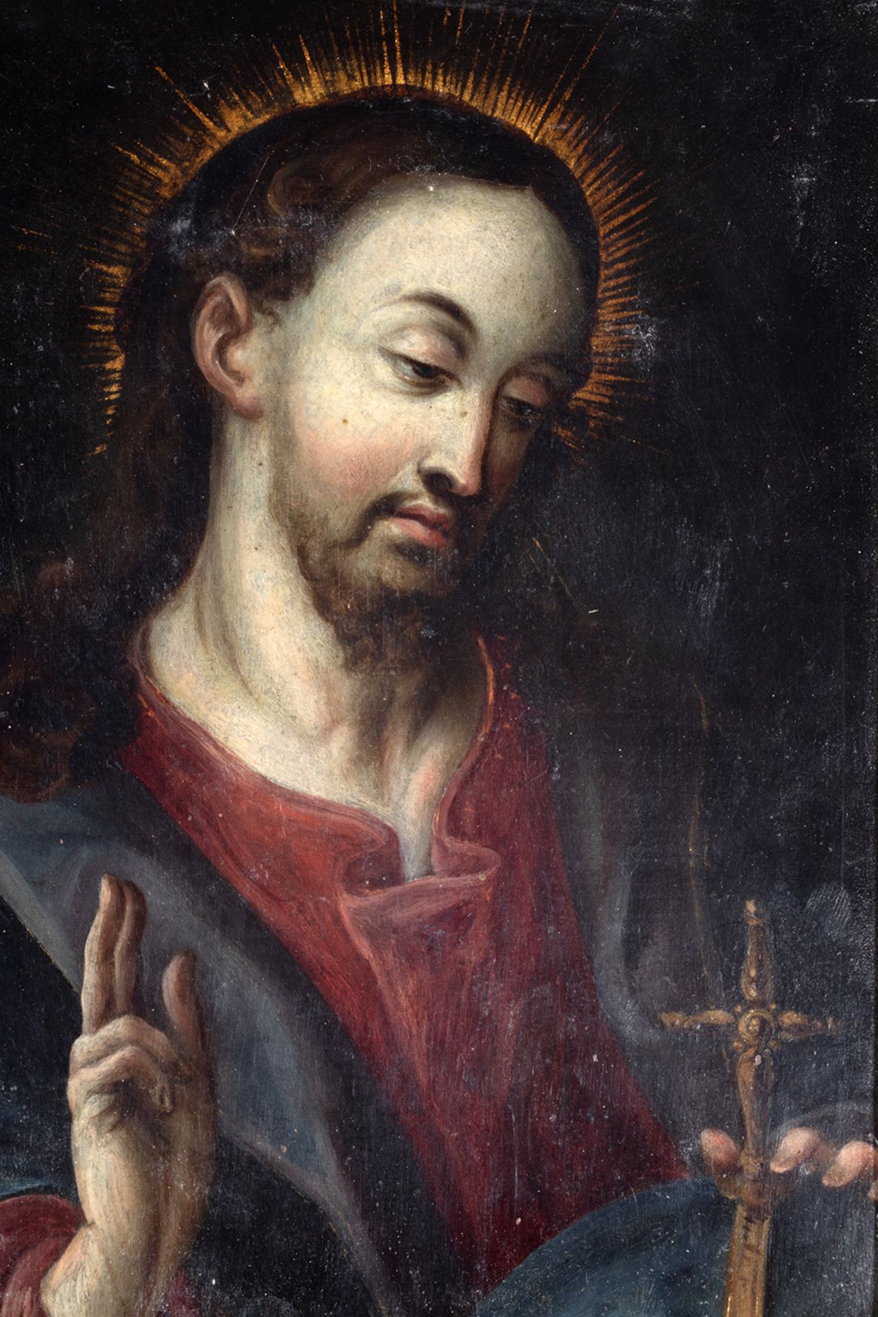 Spanish Colonial school, Mexico, 17th century. Christ The Redeemer. - Image 2 of 5
