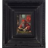 Flemish school, 16th century. Follower of Joos Van Cleve. Saint Jerome in his study.