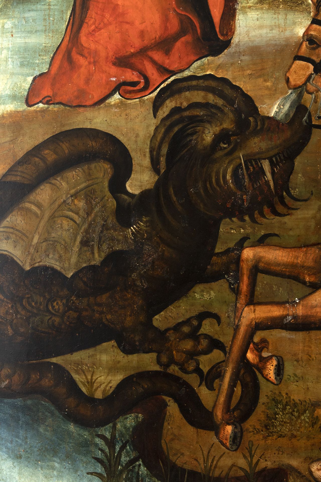 Catalan school, 15-16th century. Saint George slaying the dragon - Image 3 of 7