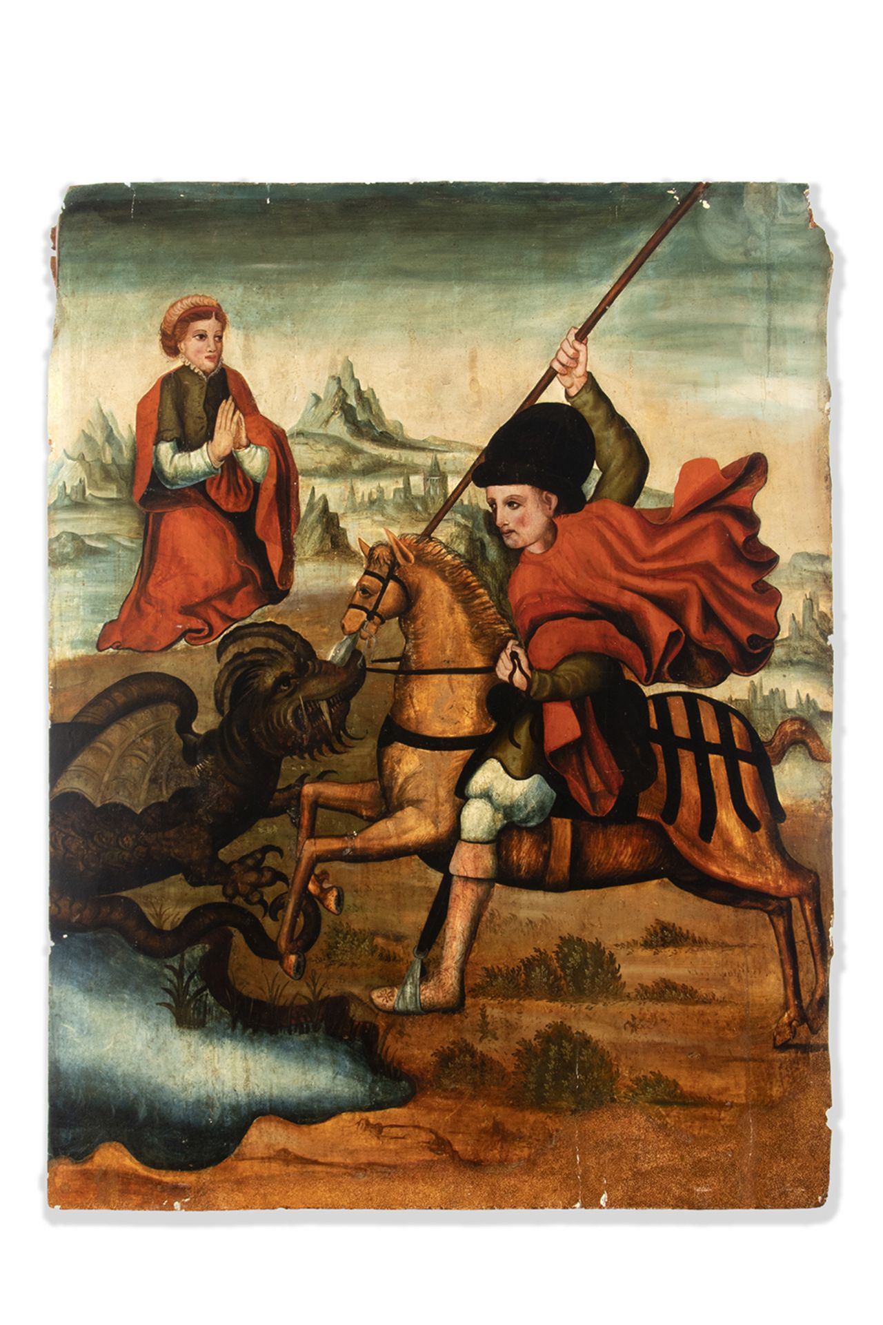 Catalan school, 15-16th century. Saint George slaying the dragon