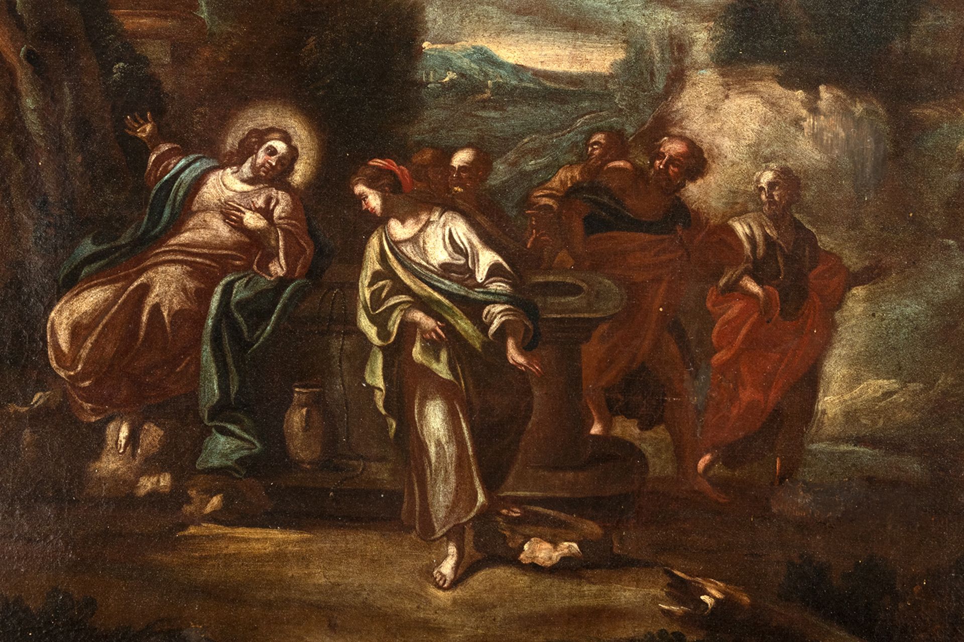 Italian school, 17th century. Jesus and the Samaritan woman. - Image 2 of 5