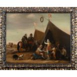 Flemish school, 17th century. Follower of Philips Wouwerman. Military camp.