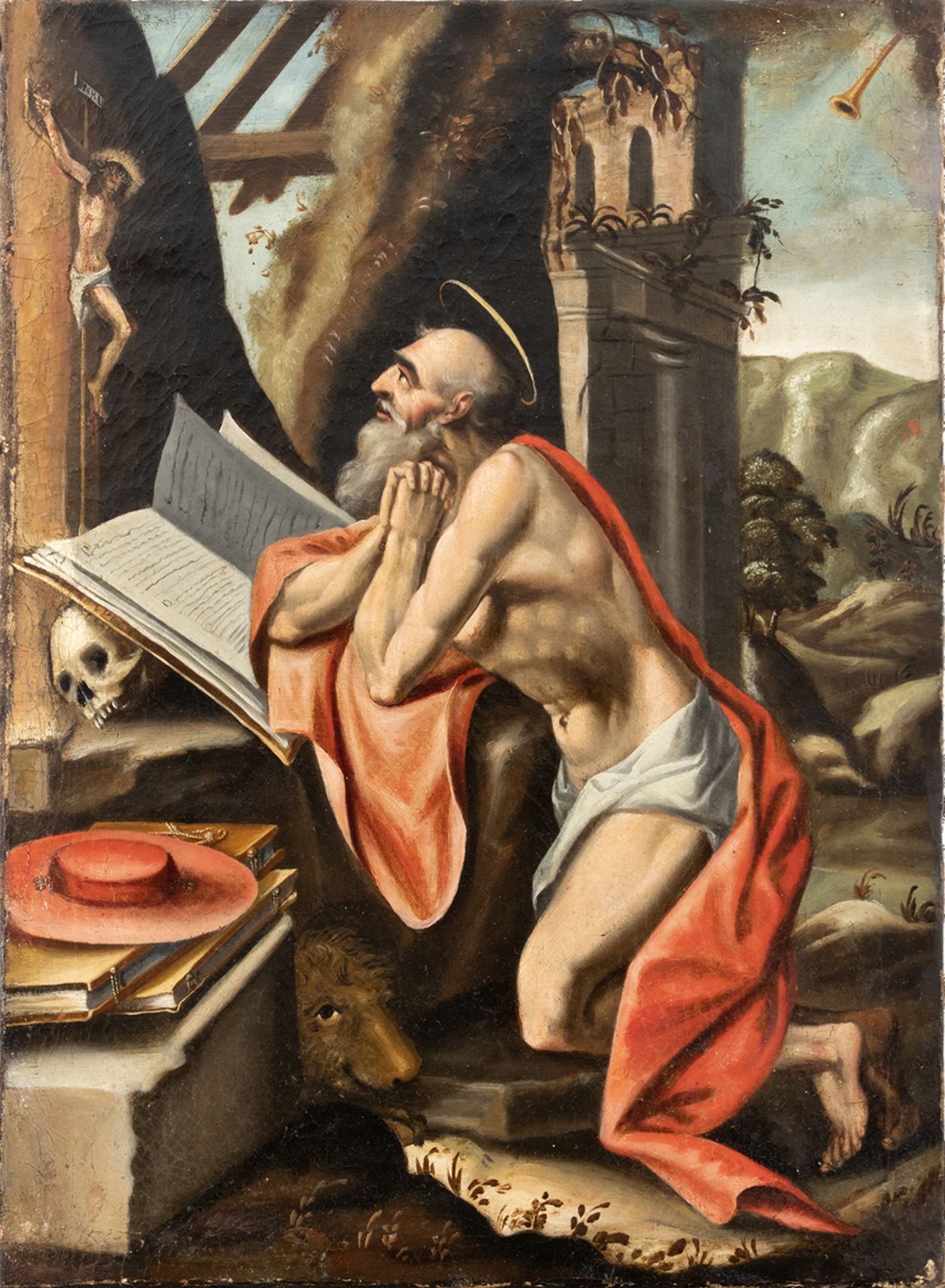 Flemish school, 17th century. Penitent Saint Jerome.