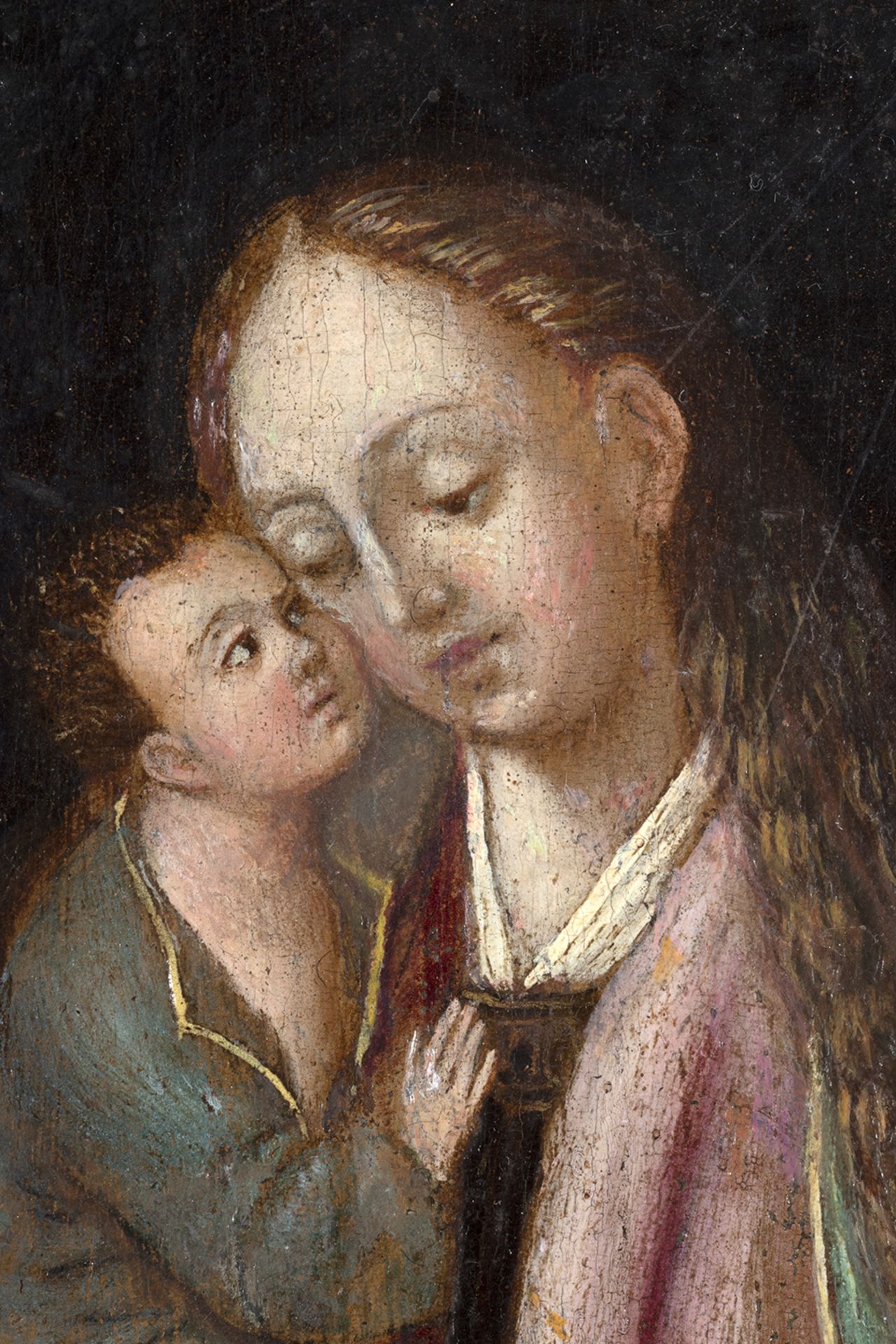Flemish school, 16th century. Virgin with Child crowned by angels. - Image 4 of 5