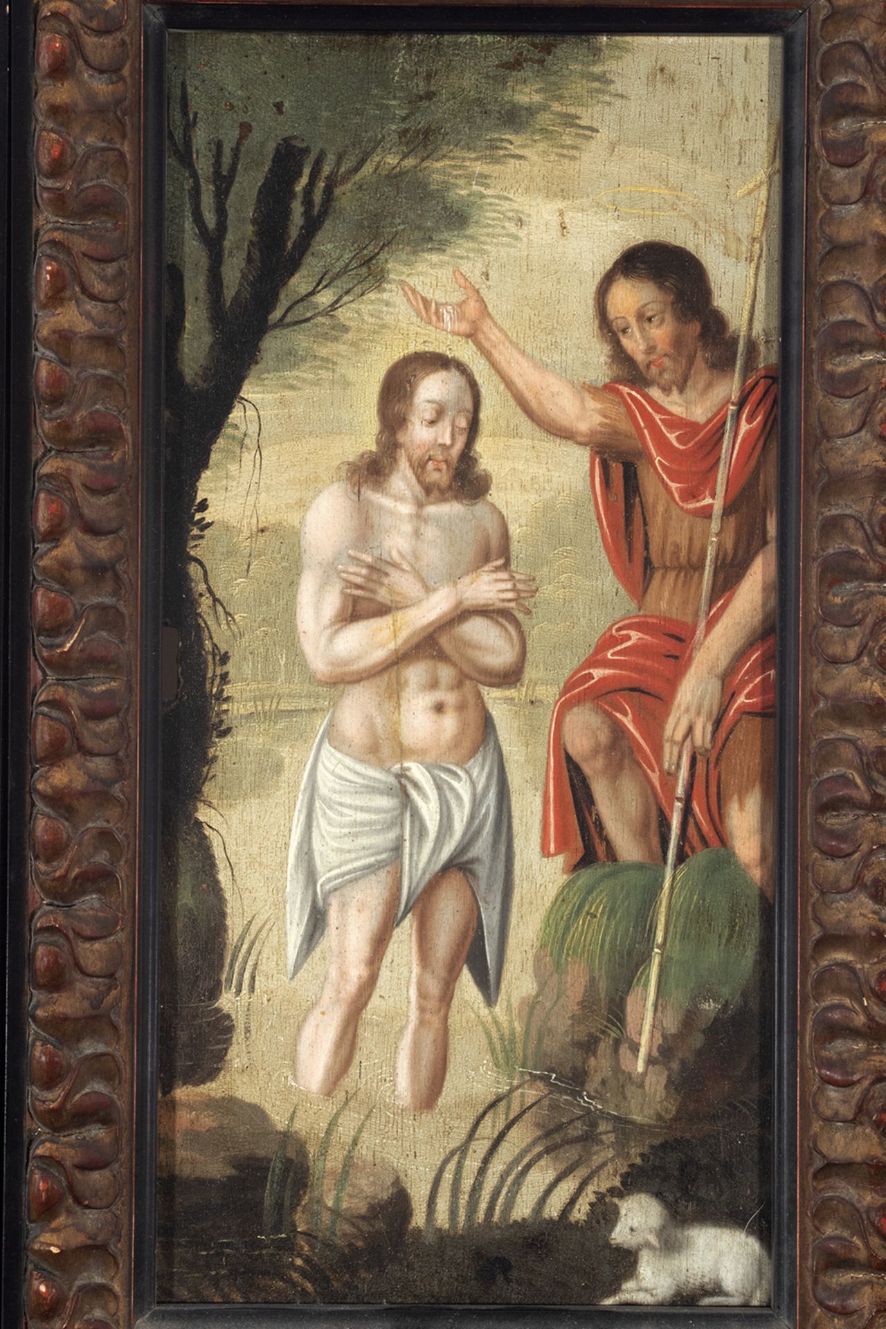 Flemish school, 17th century. The Baptism of Christ and The Visitation. - Image 3 of 9