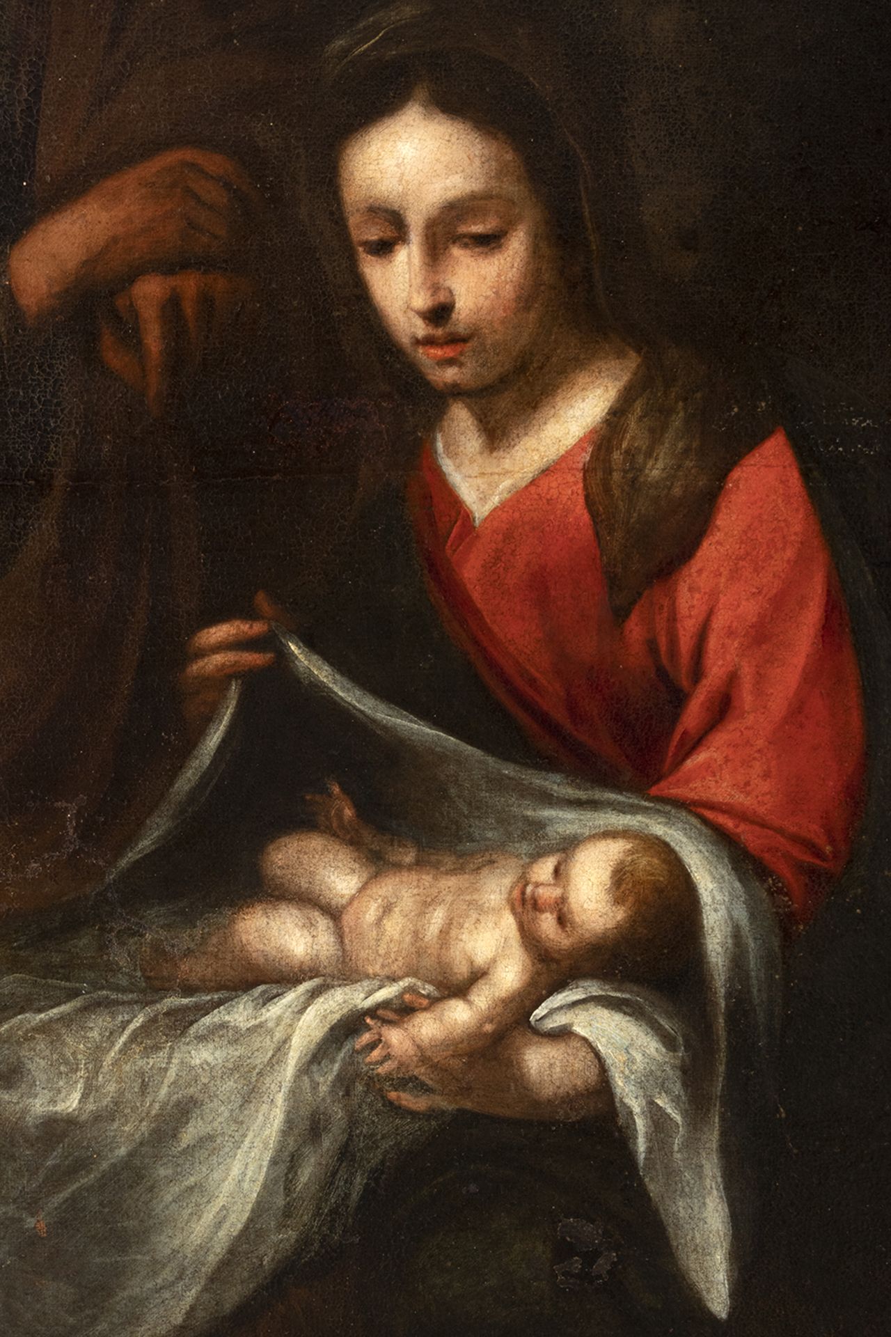 Andalusian school, 17th century.  Follower of Bartolomé Esteban Murillo. Adoration of the shepherds. - Bild 2 aus 5