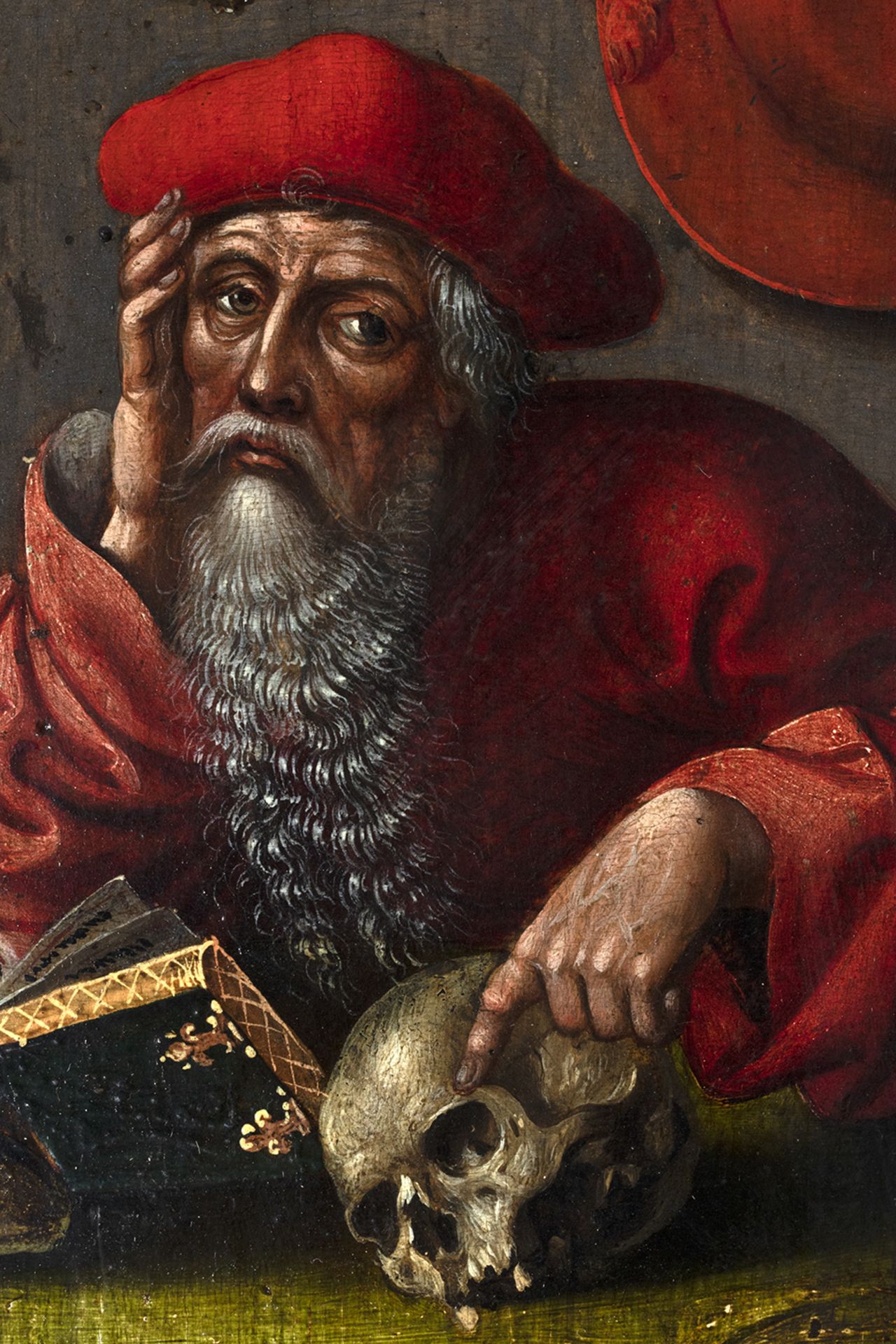 Flemish school, 16th century. Follower of Joos Van Cleve. Saint Jerome in his study. - Image 2 of 6