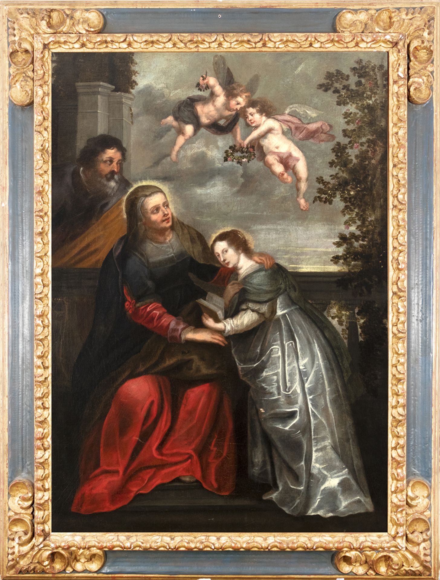 Flemish school,17th century. Follower of Rubens. The education of the Virgin.