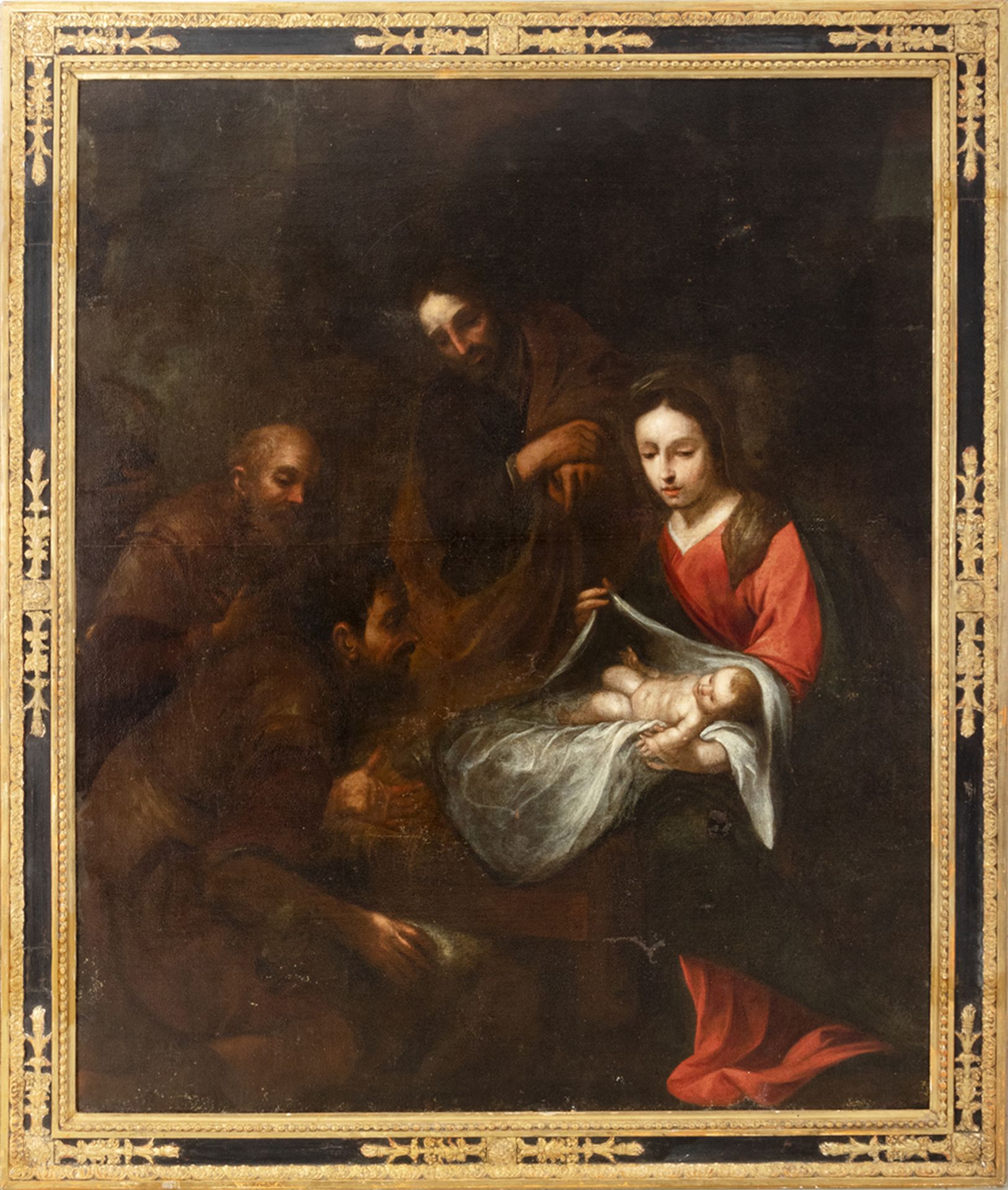 Andalusian school, 17th century.  Follower of Bartolomé Esteban Murillo. Adoration of the shepherds.