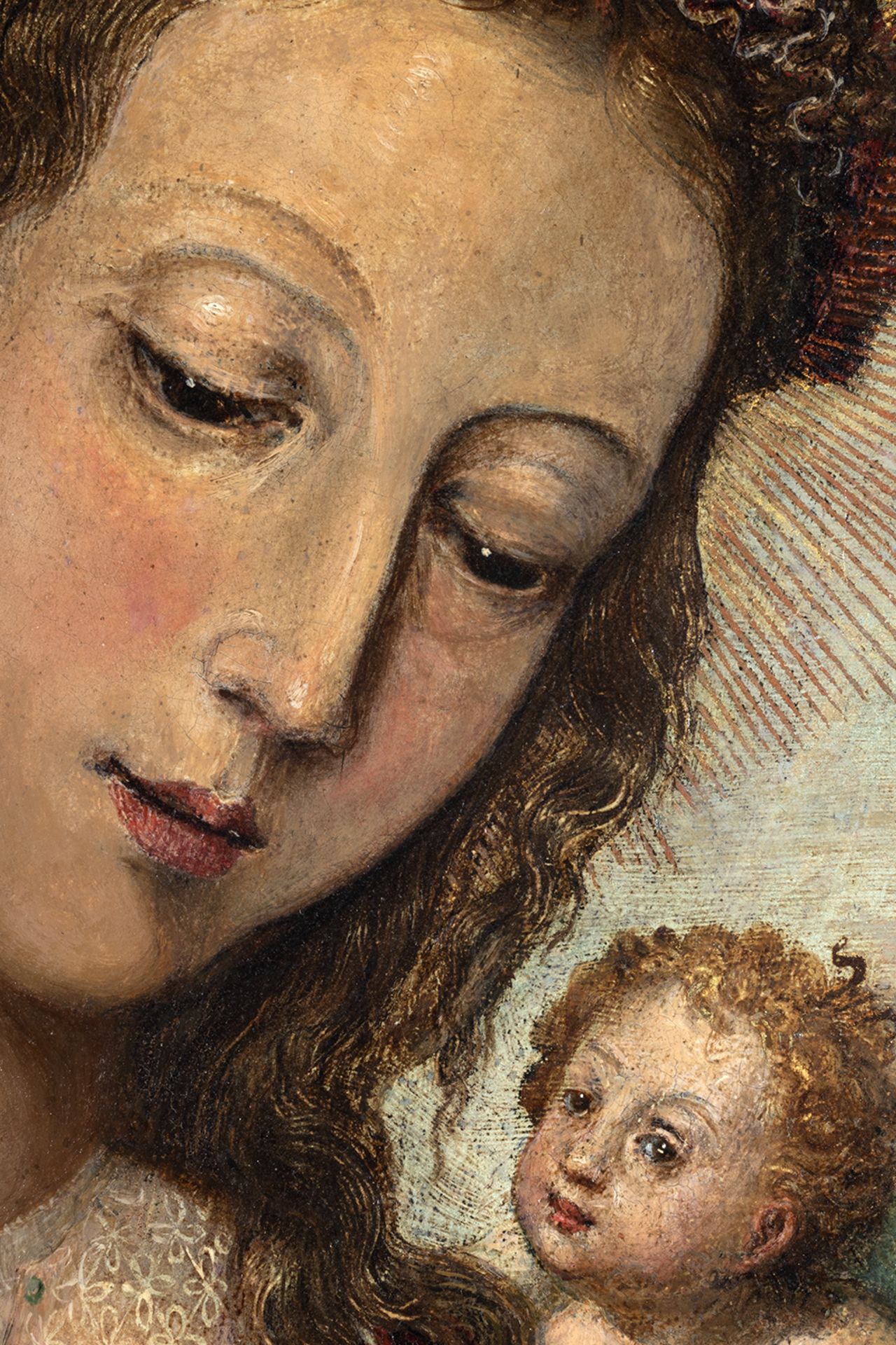 Flemish school, 16th century. Virgin with Child. - Image 4 of 5