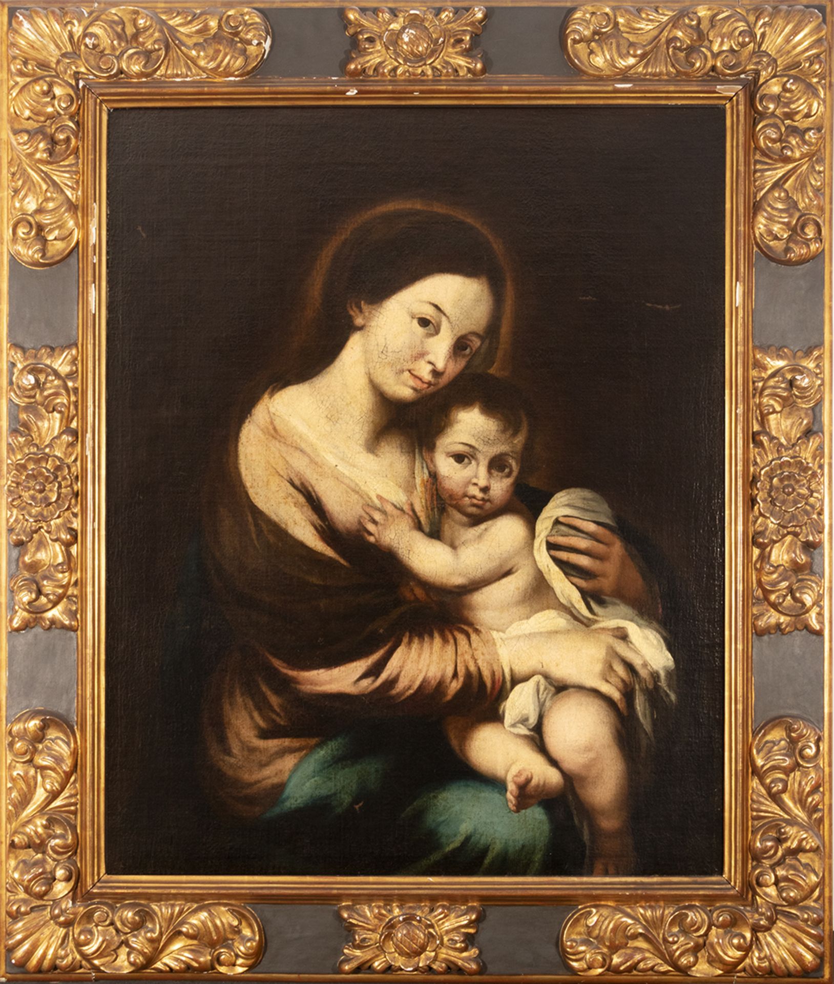 Spanish school, late 17th century. Follower of Murillo. Virgin with Child.