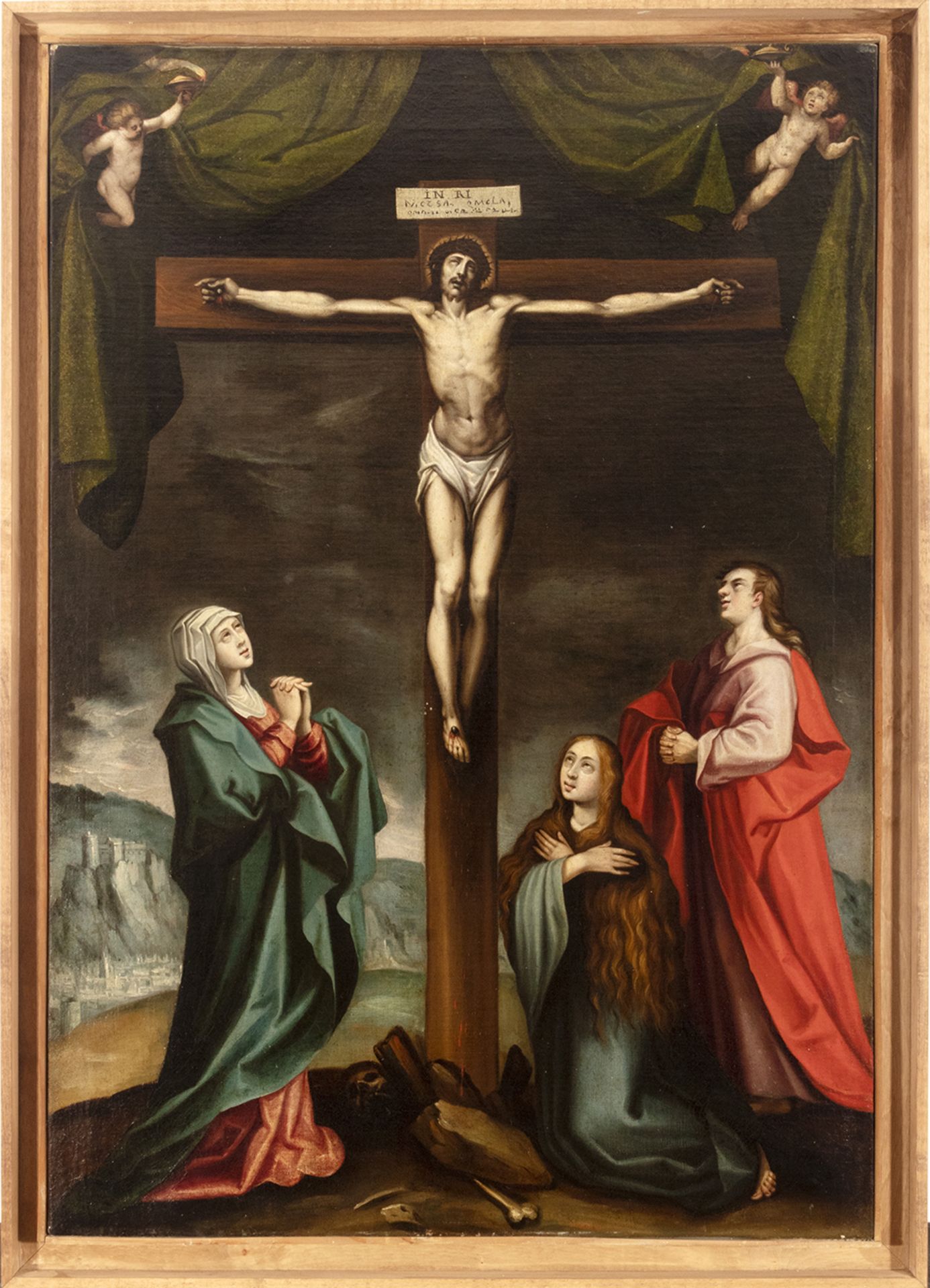 Hispano-Flemish school, 17th century. Calvary.