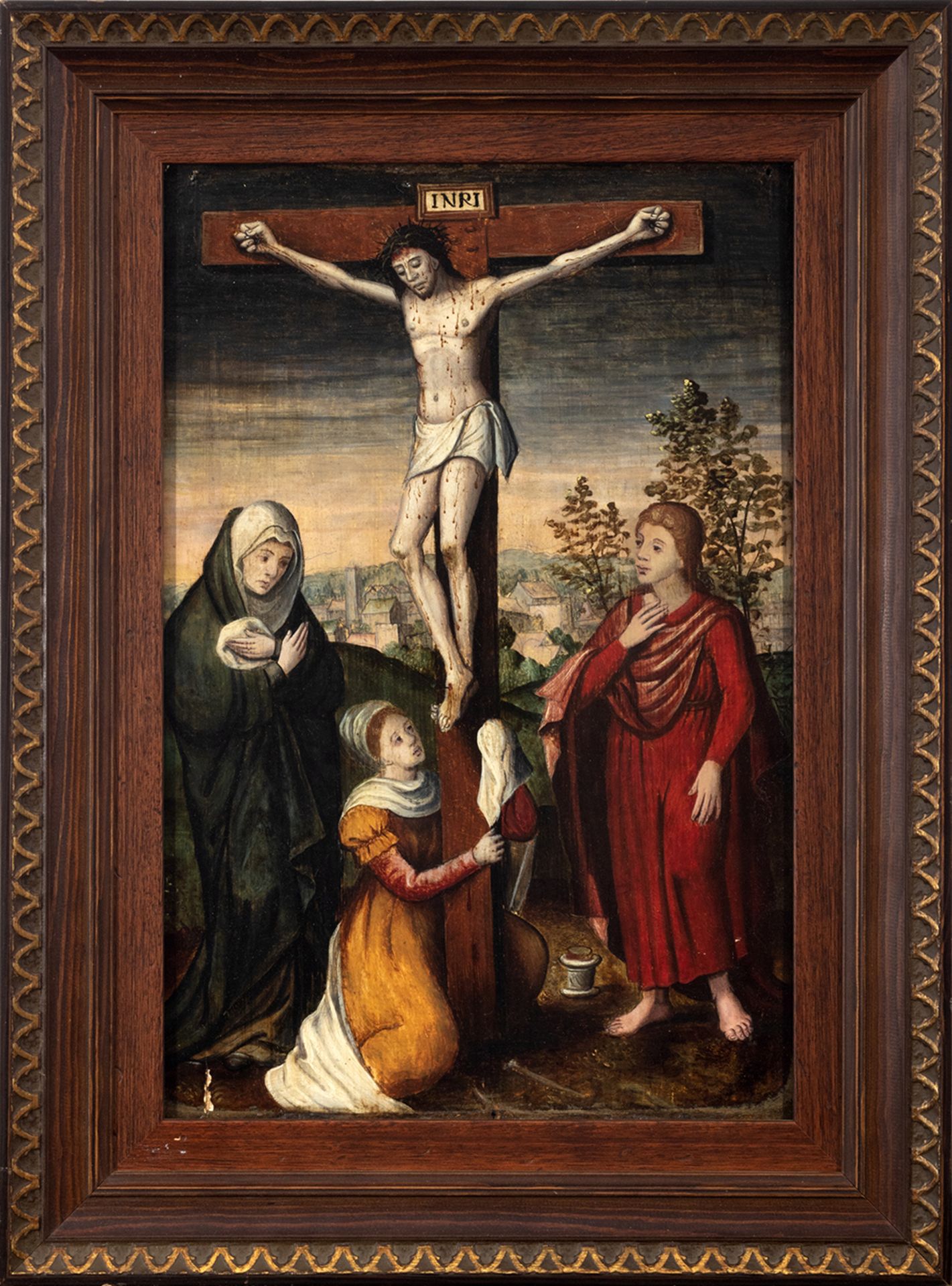 Flemish school, 16th century. Follower of Marcellus Coffermans. Calvary. 