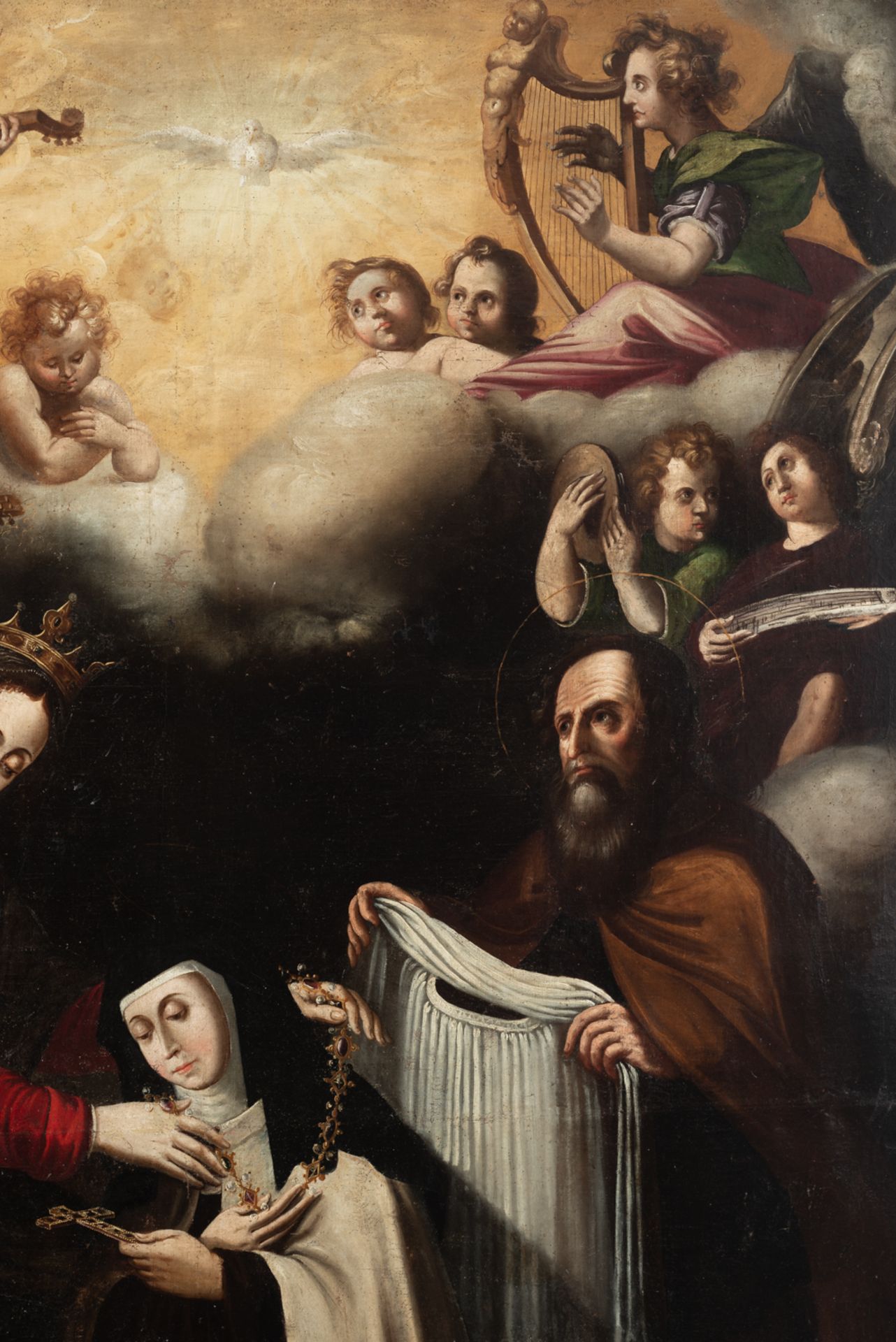 Sevillan school, 17th century. Teresa of Avila Receives the Veil and Necklace from the Virgin and St - Bild 3 aus 7