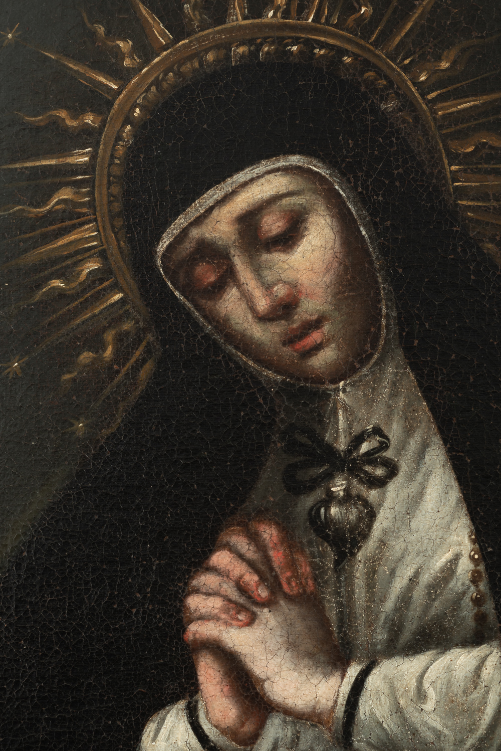 Spanish colonial school, Mexico, 17th century. True Portrait of Our Lady of Solitude from Victoria C - Image 4 of 5