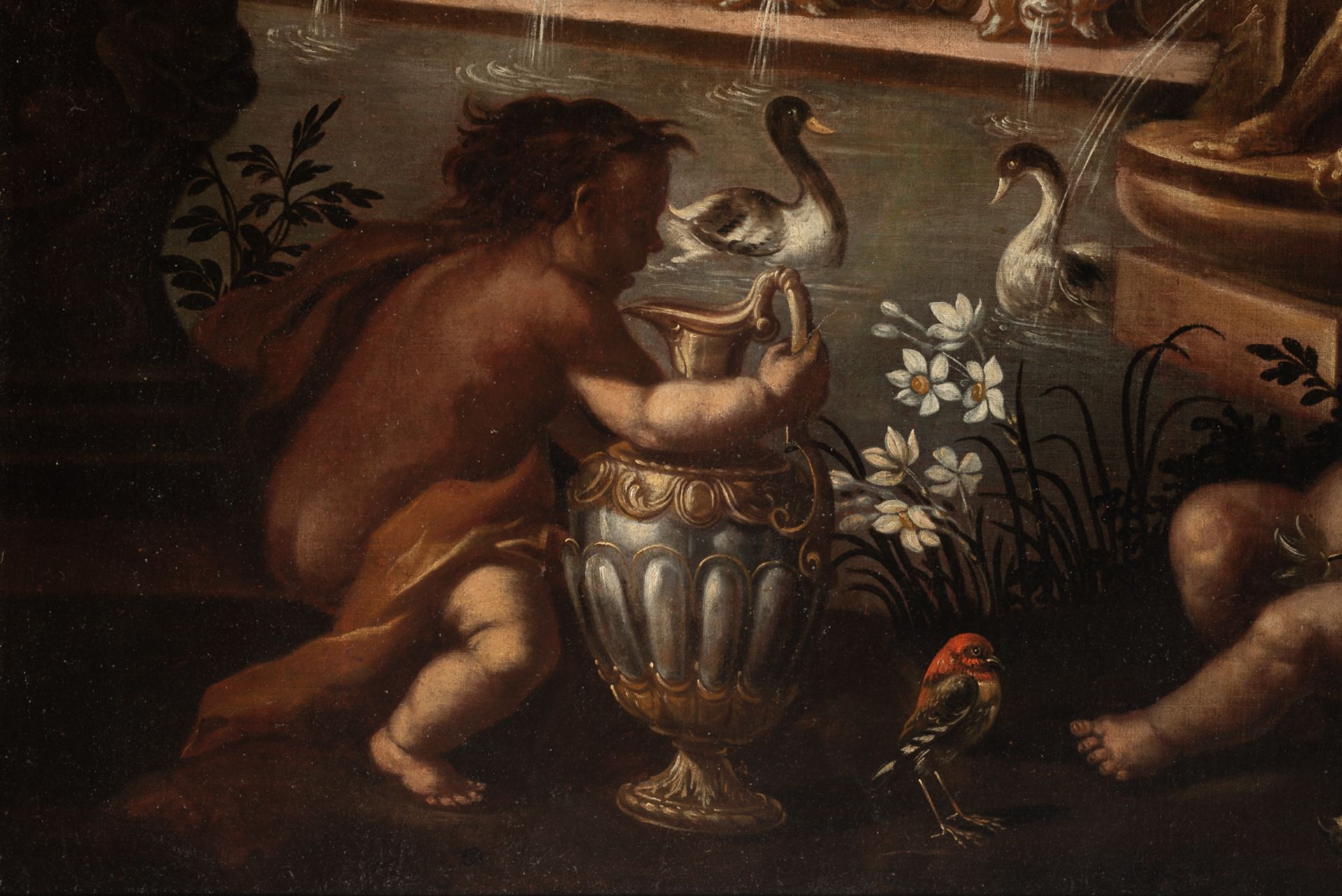 Italian school, 17th century. Garden with fountain and cupids.  - Bild 4 aus 6