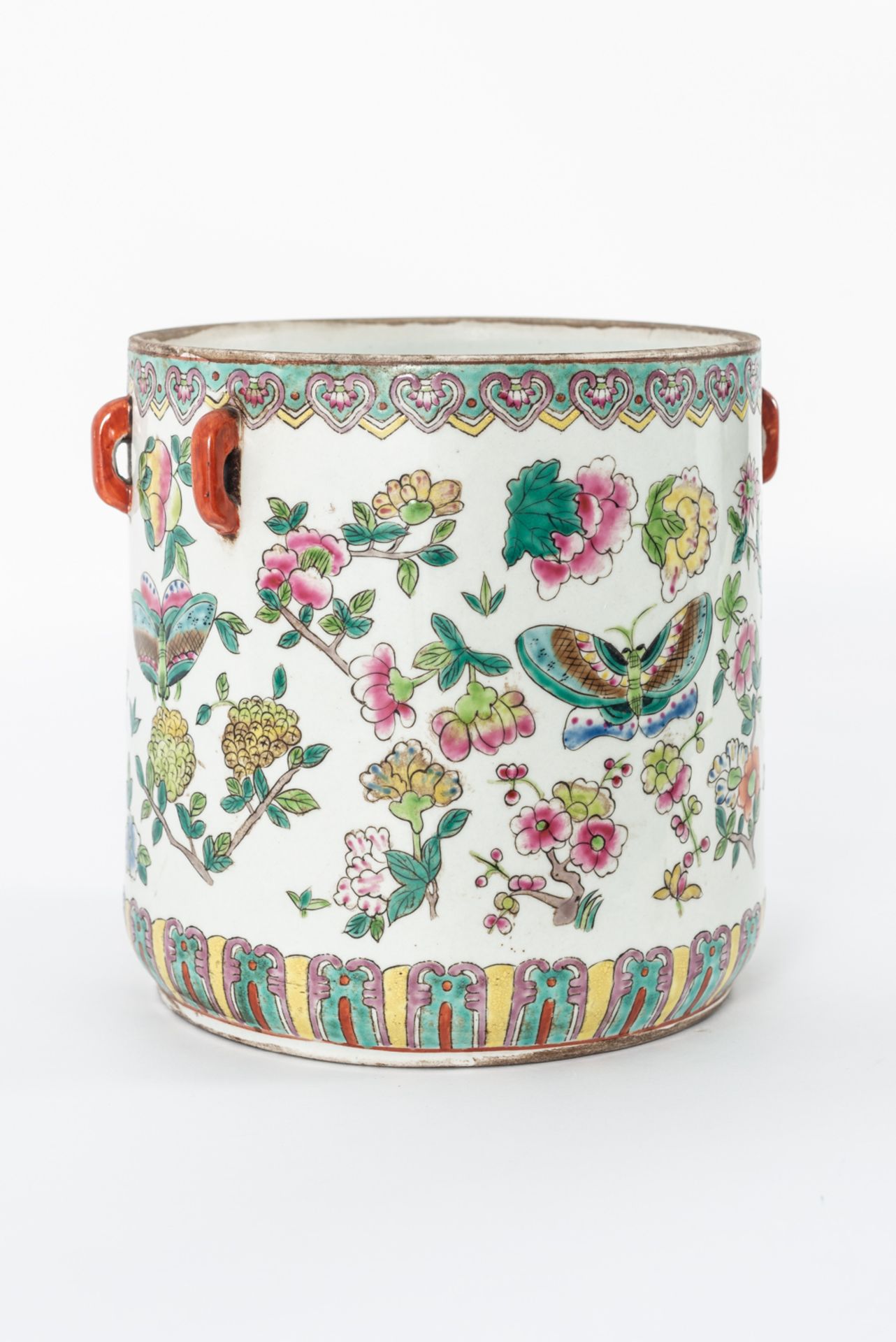Rosa Family porcelain container with floral decoration. - Bild 2 aus 6