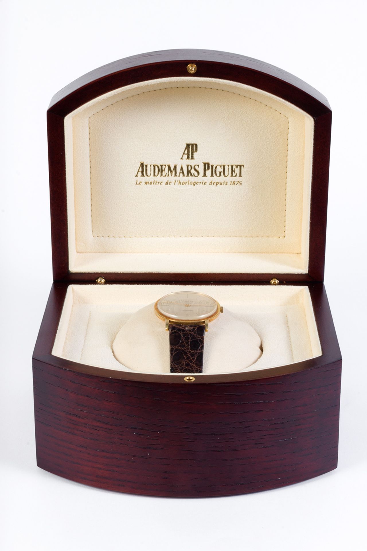 Audemars Piguet wristwatch, Gübelin model, in gold and leather strap. Automatic movement. - Image 5 of 6