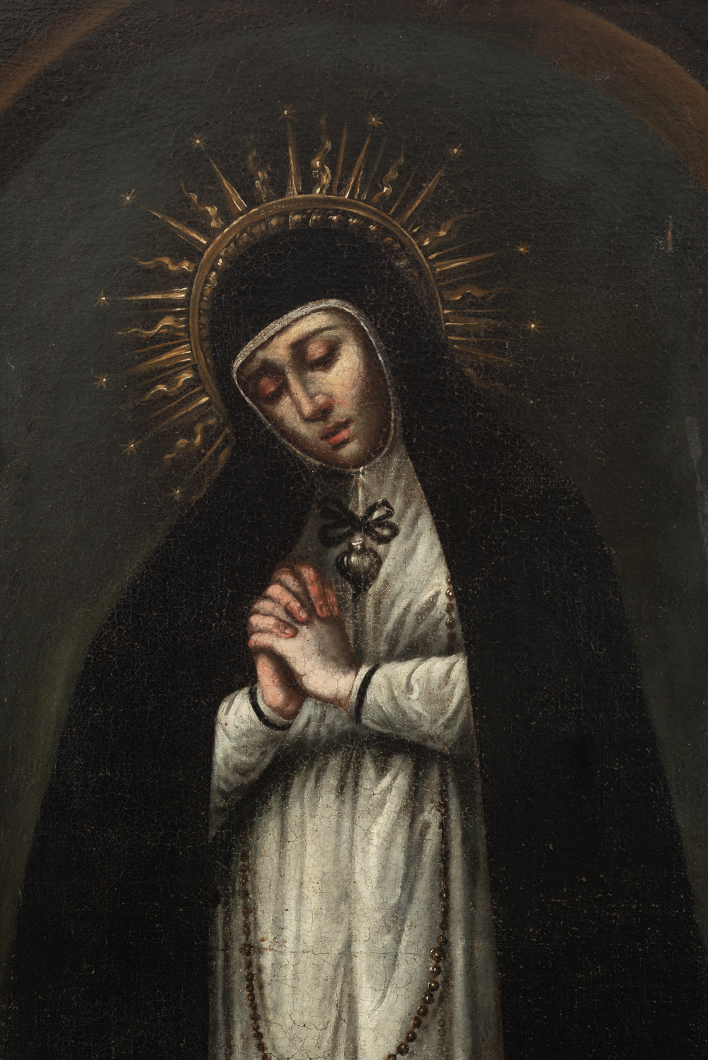 Spanish colonial school, Mexico, 17th century. True Portrait of Our Lady of Solitude from Victoria C - Image 2 of 5