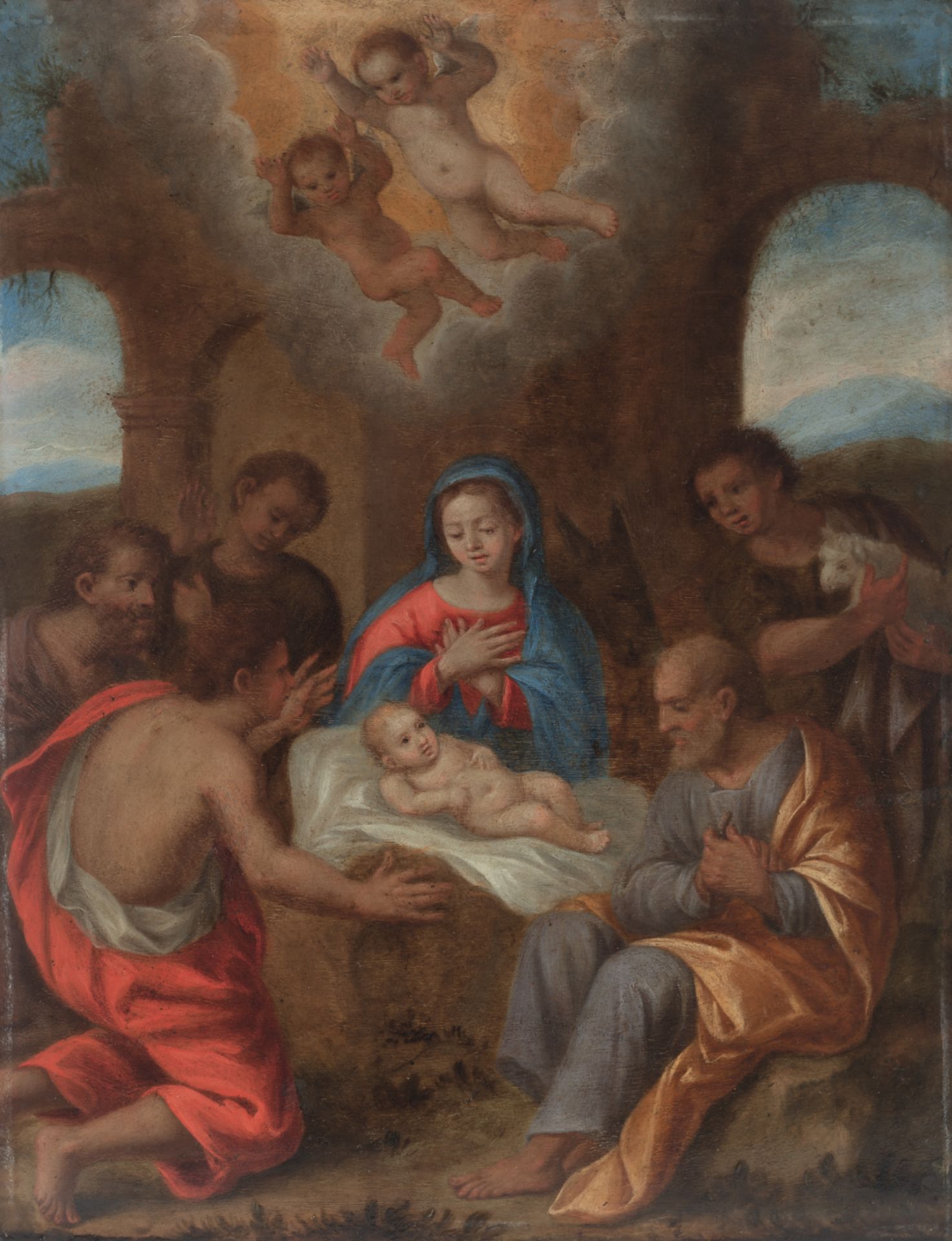 Italian school, late 17th century.Adoration of the shepherds. 