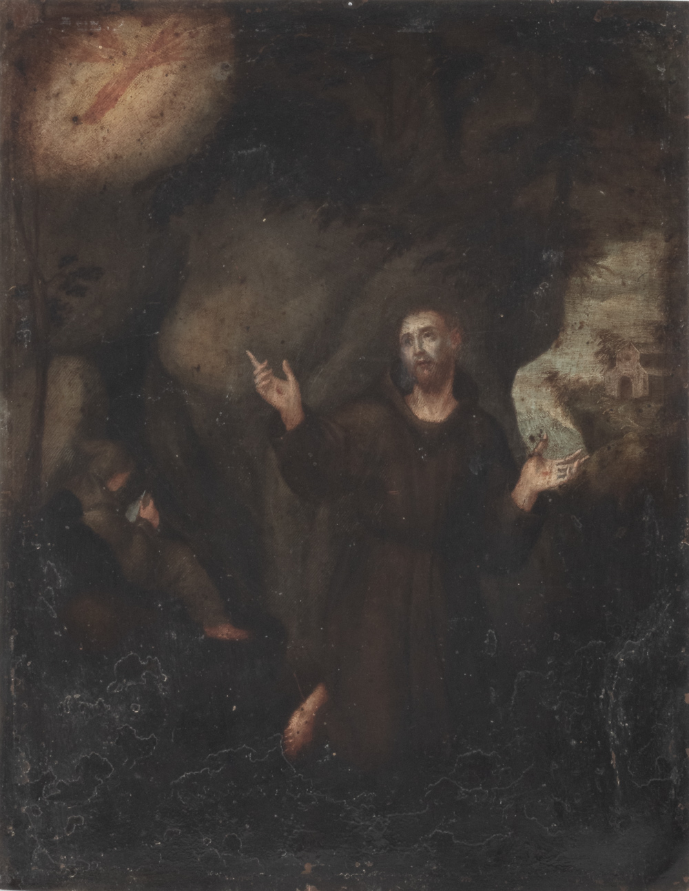 Italian school, 17th century. Vision of Saint Francis.